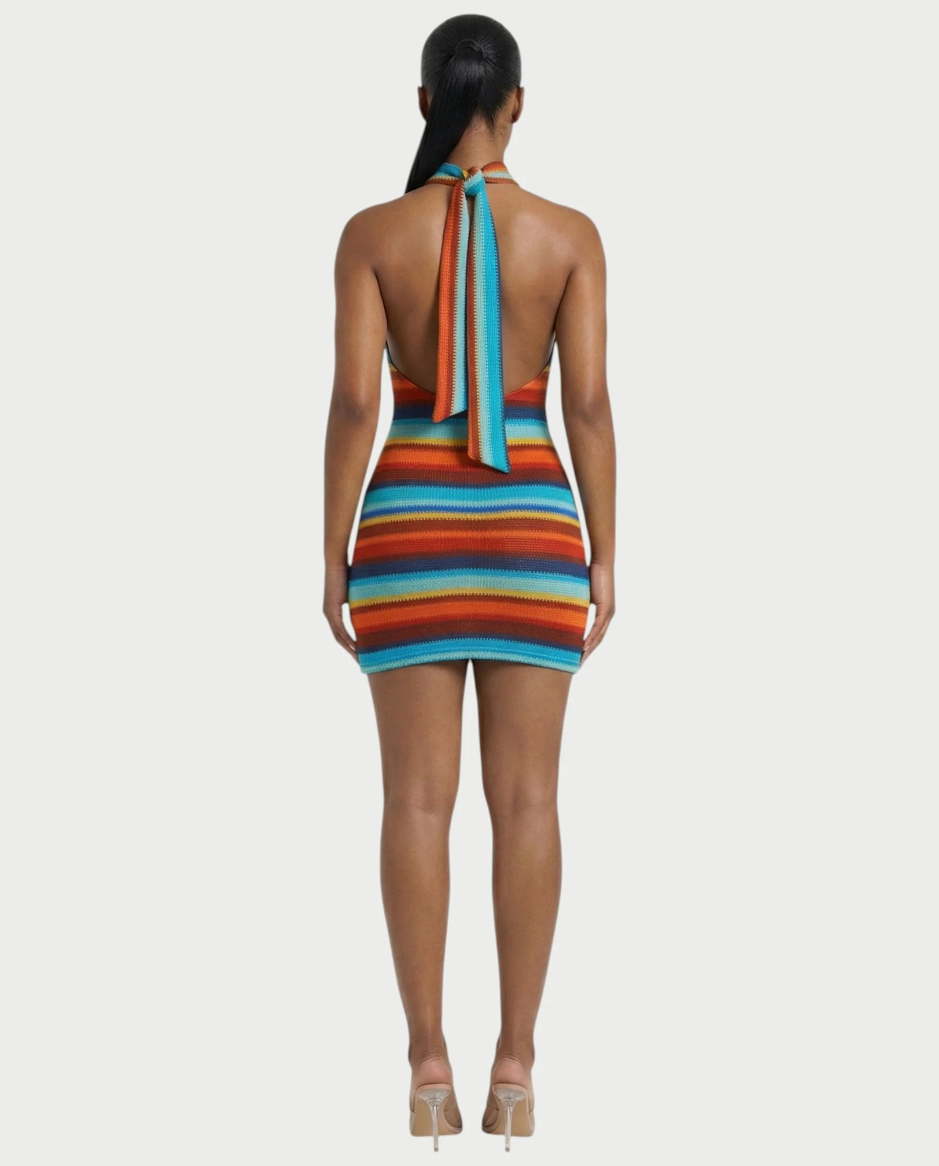 TARINA Knit Halter Tie-Back Bodycon Mini Dress - Image 12