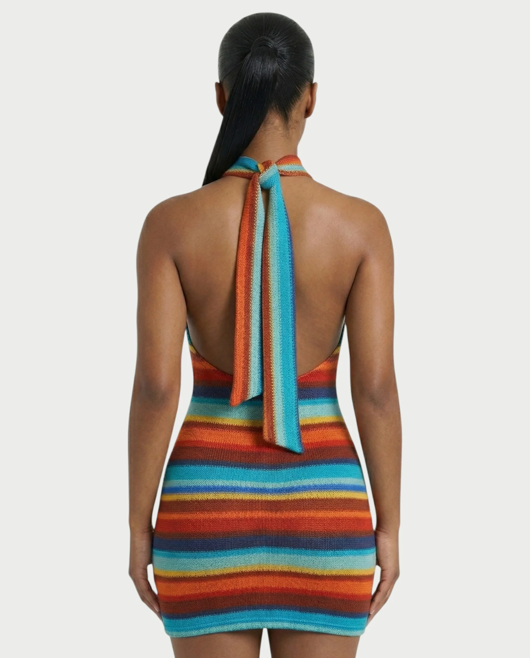 TARINA Knit Halter Tie-Back Bodycon Mini Dress - Image 15
