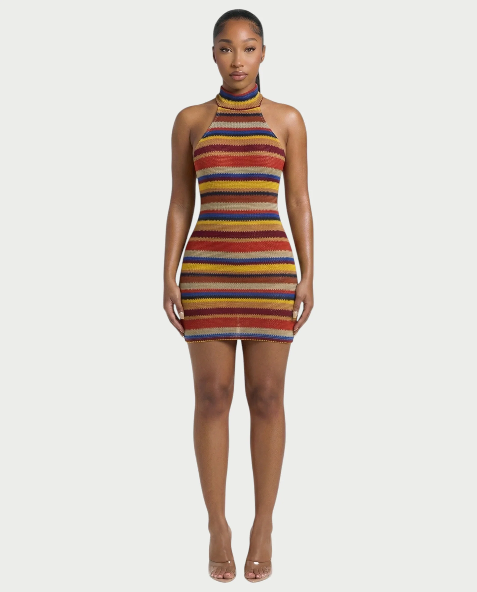 TARINA Knit Halter Tie-Back Bodycon Mini Dress - Image 6
