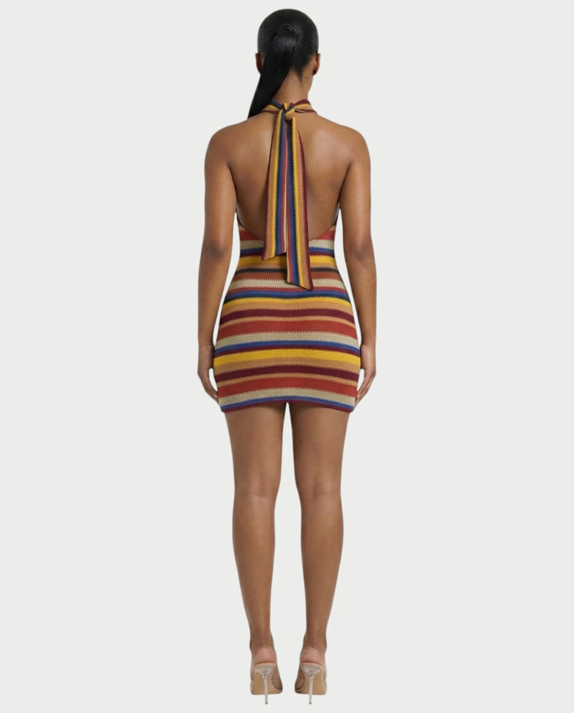 TARINA Knit Halter Tie-Back Bodycon Mini Dress - Image 7