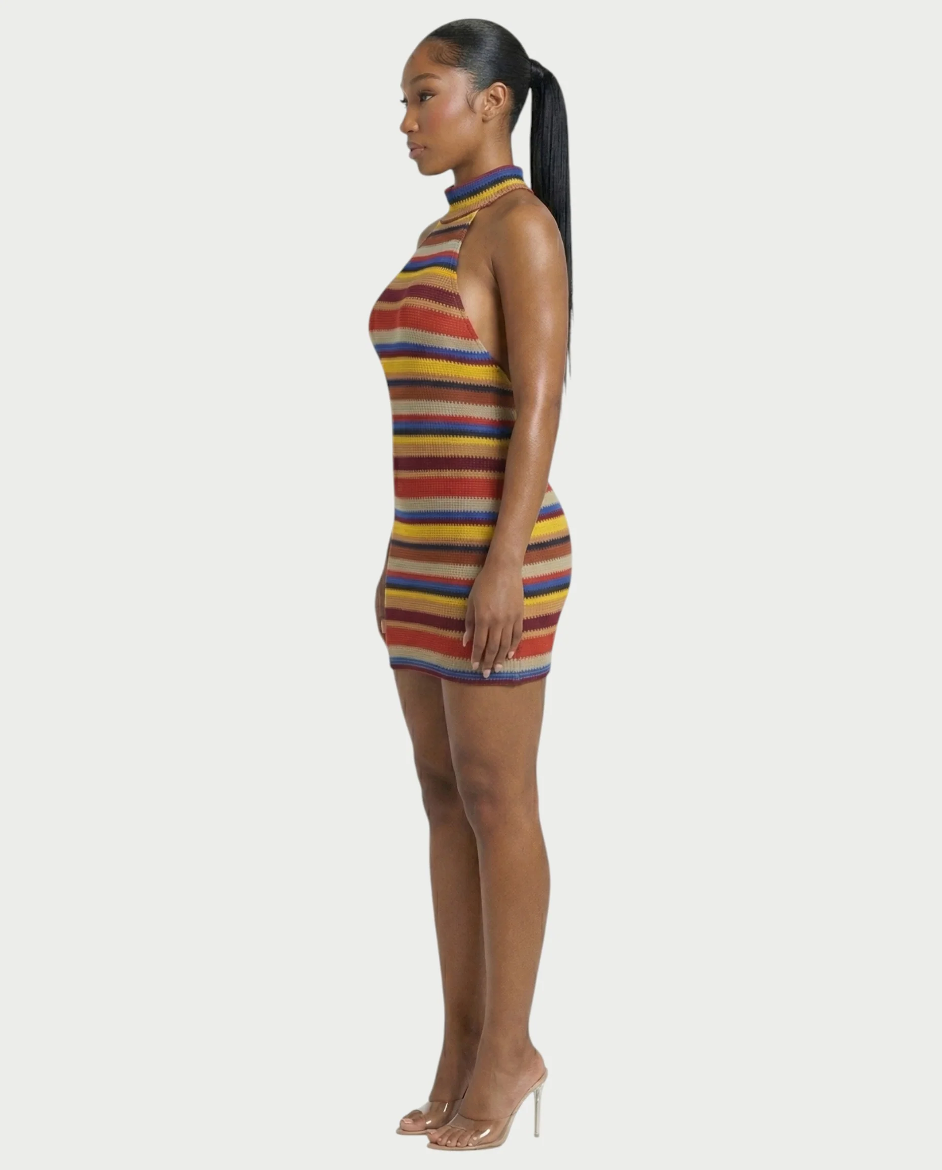 TARINA Knit Halter Tie-Back Bodycon Mini Dress - Image 8