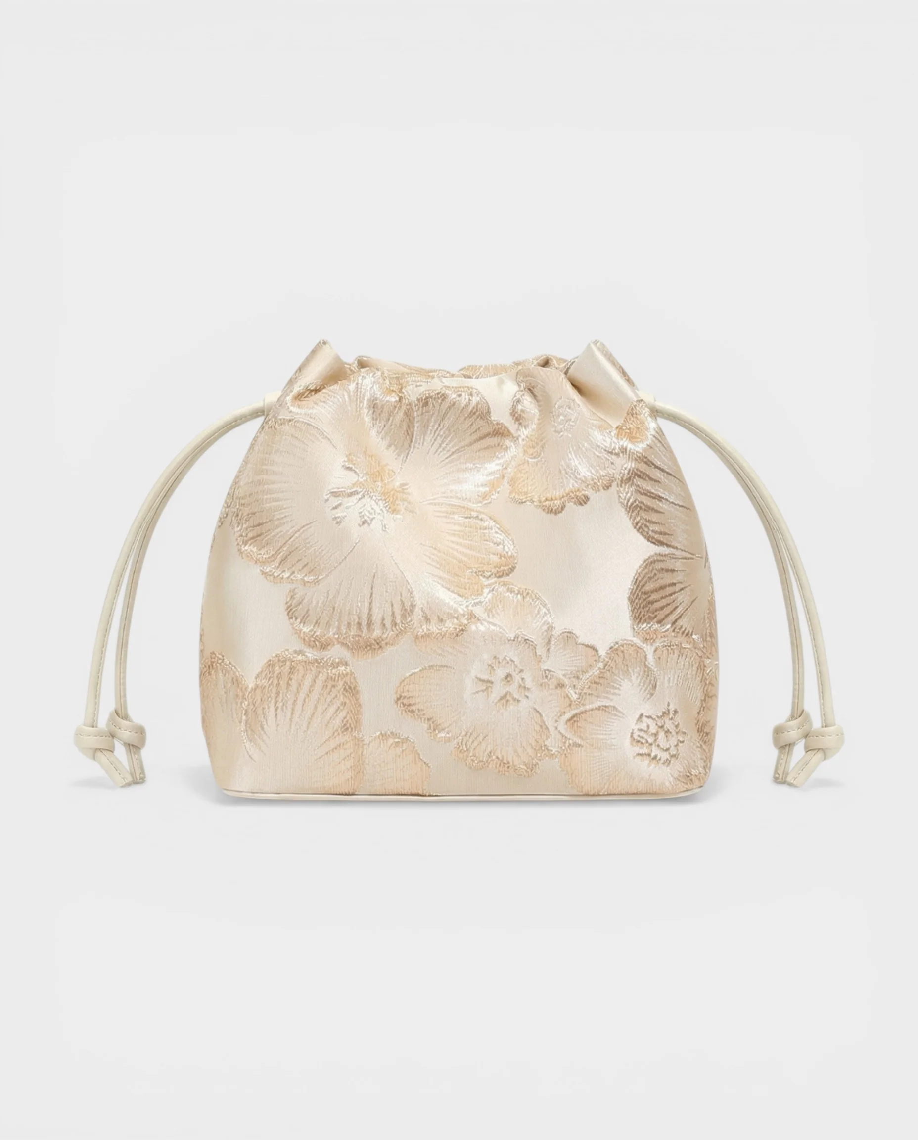 TERRA Champagne Floral Jacquard Chain Bucket Bag