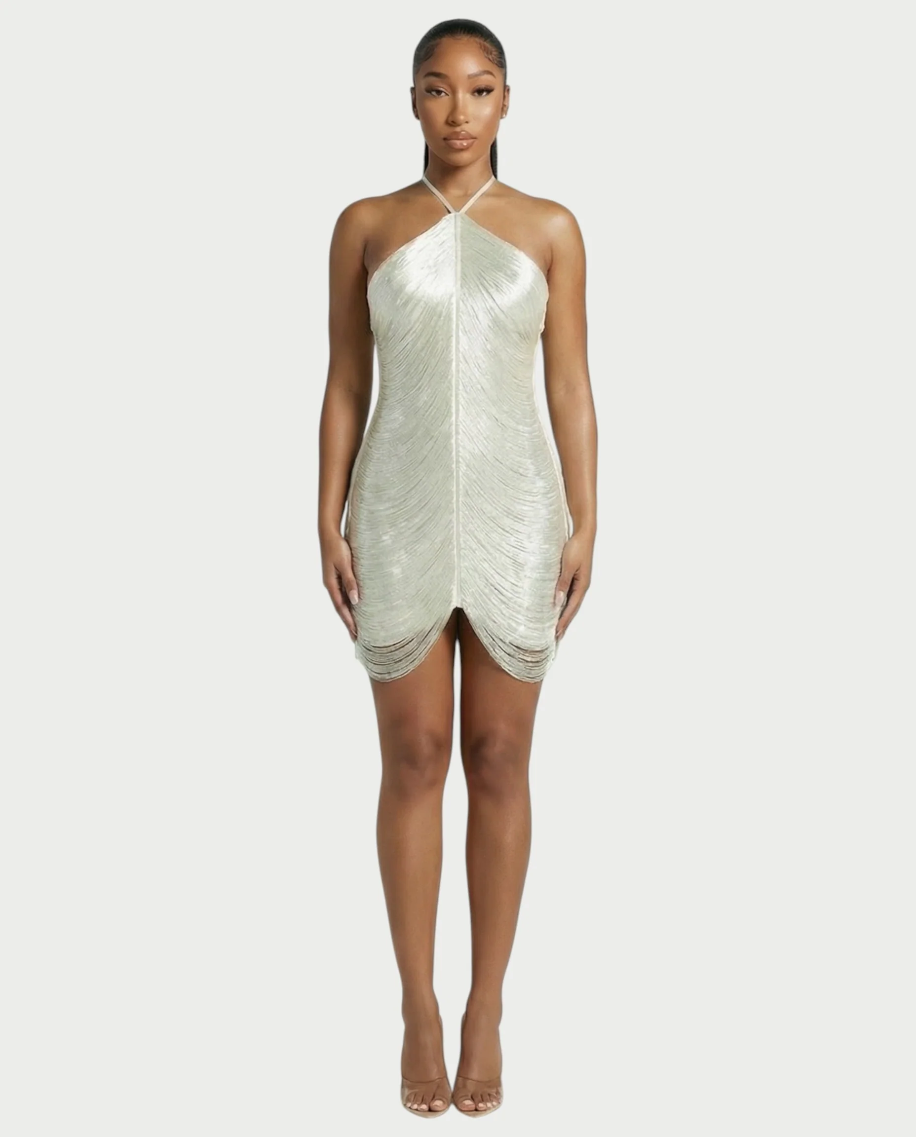 TRIZIA Halterneck Fringe Bodycon Mini Dress - Image 11