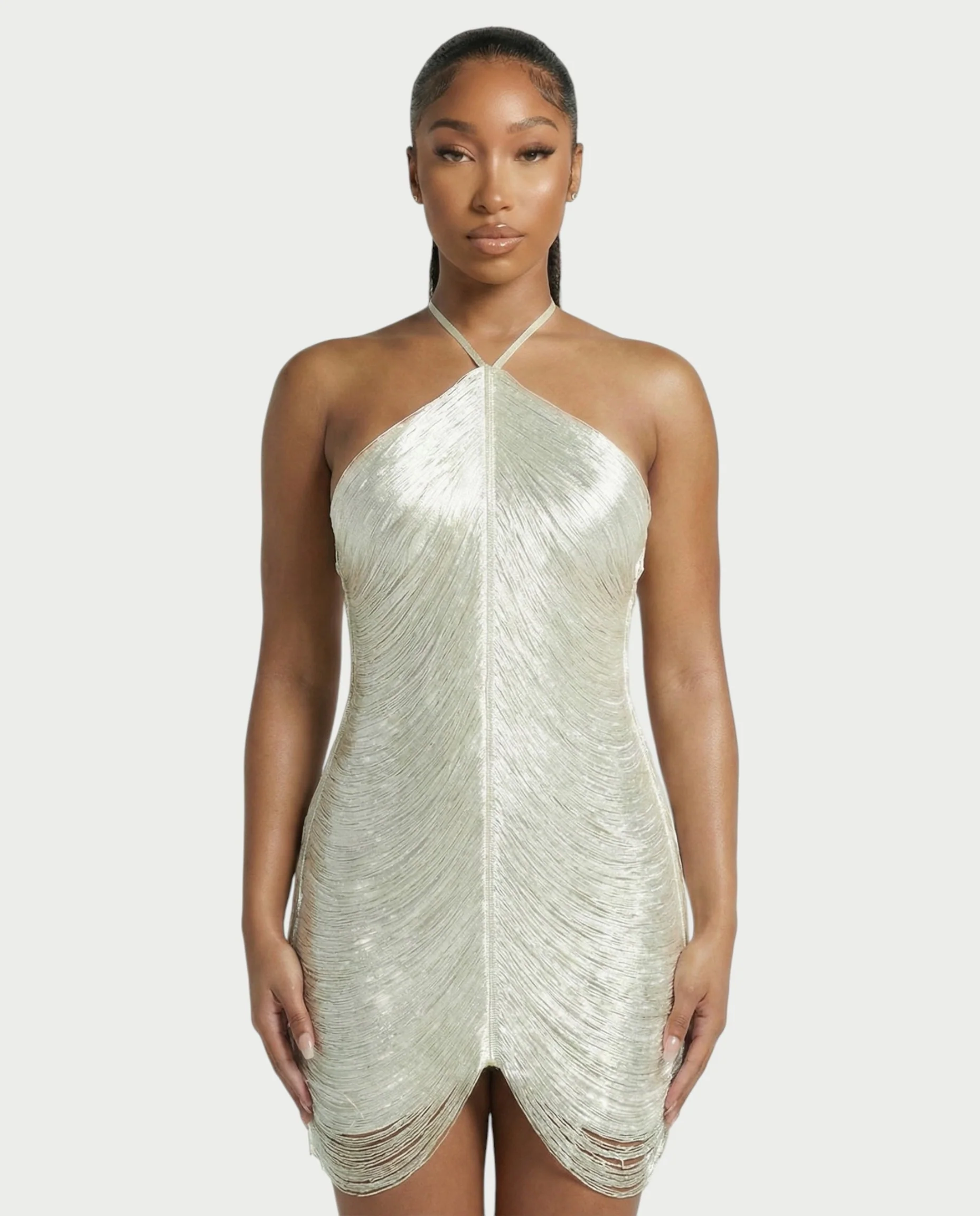 TRIZIA Halterneck Fringe Bodycon Mini Dress - Image 13