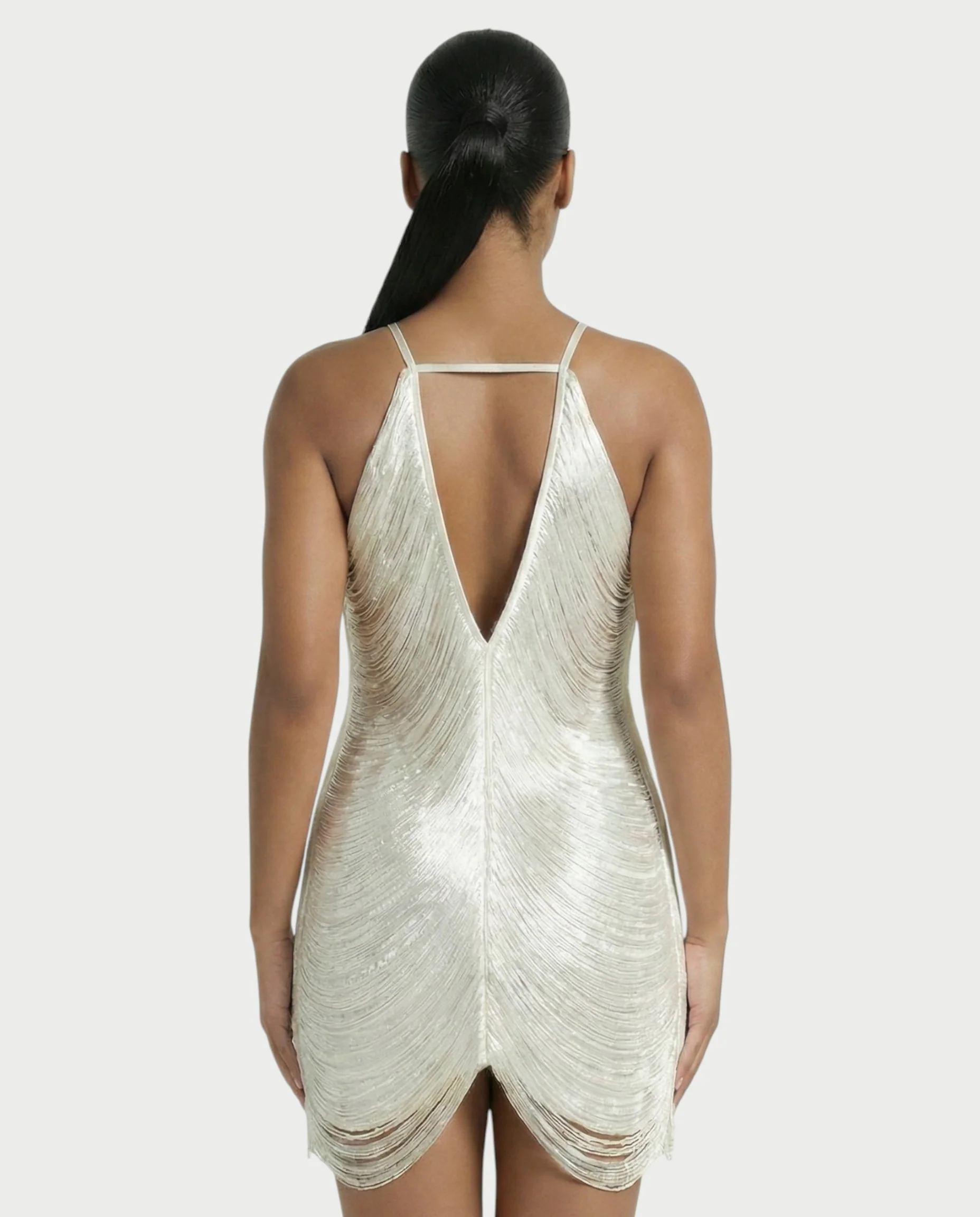 TRIZIA Halterneck Fringe Bodycon Mini Dress - Image 15