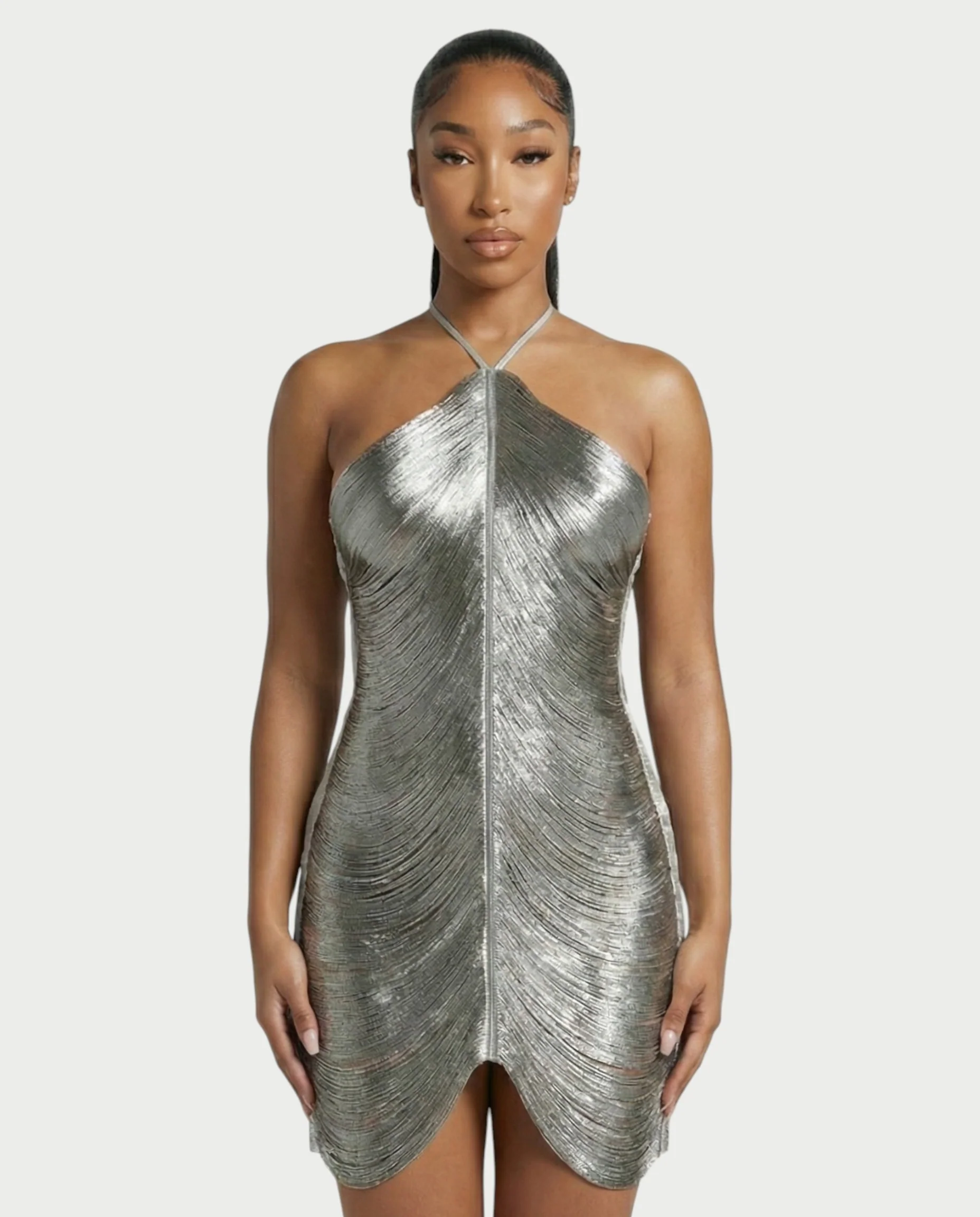 TRIZIA Halterneck Fringe Bodycon Mini Dress - Image 18
