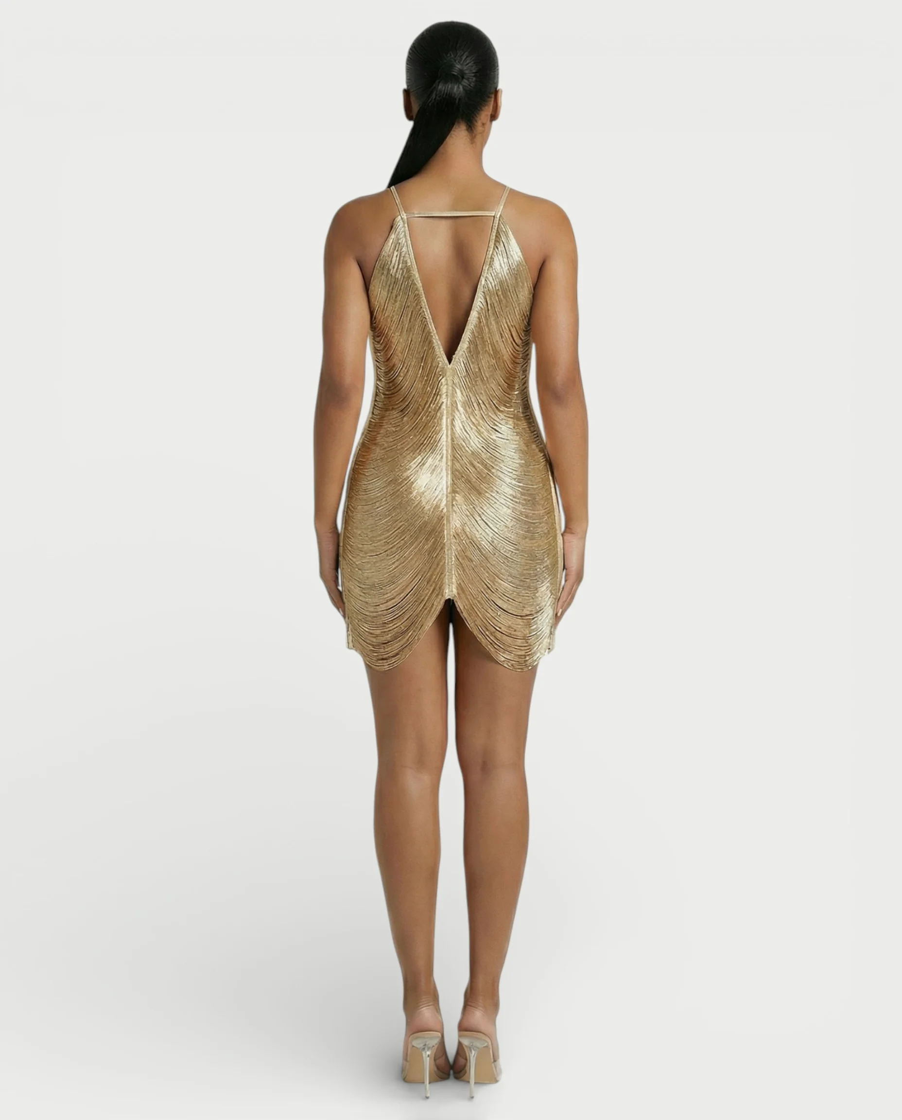TRIZIA Halterneck Fringe Bodycon Mini Dress - Image 2