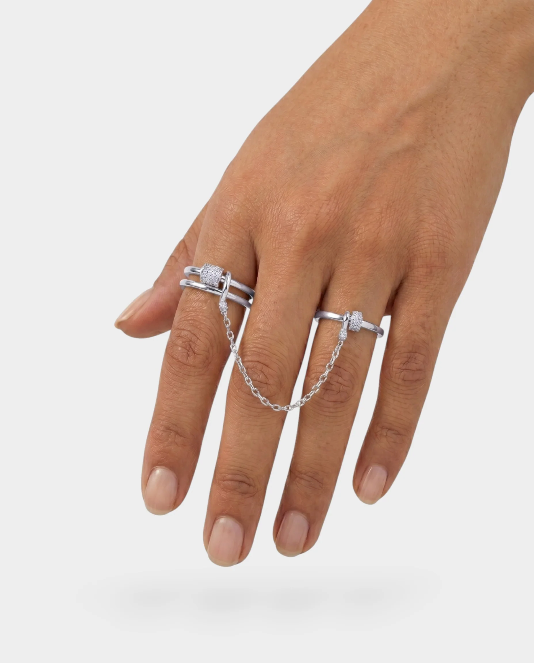 Two-Finger Crystal Pavé Bar Ring - Image 3