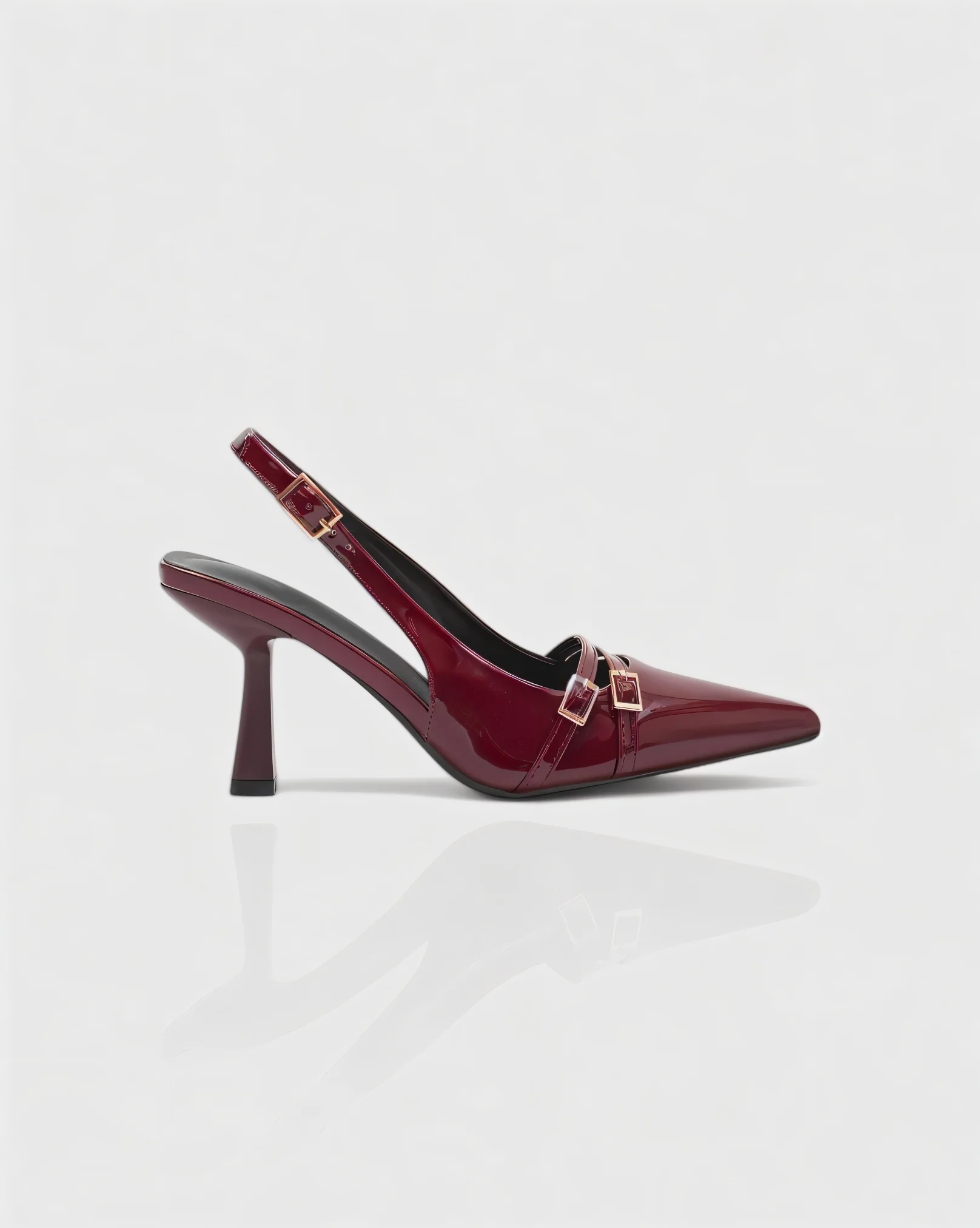 VALEN Patent Buckle Slingback Heels - Image 10