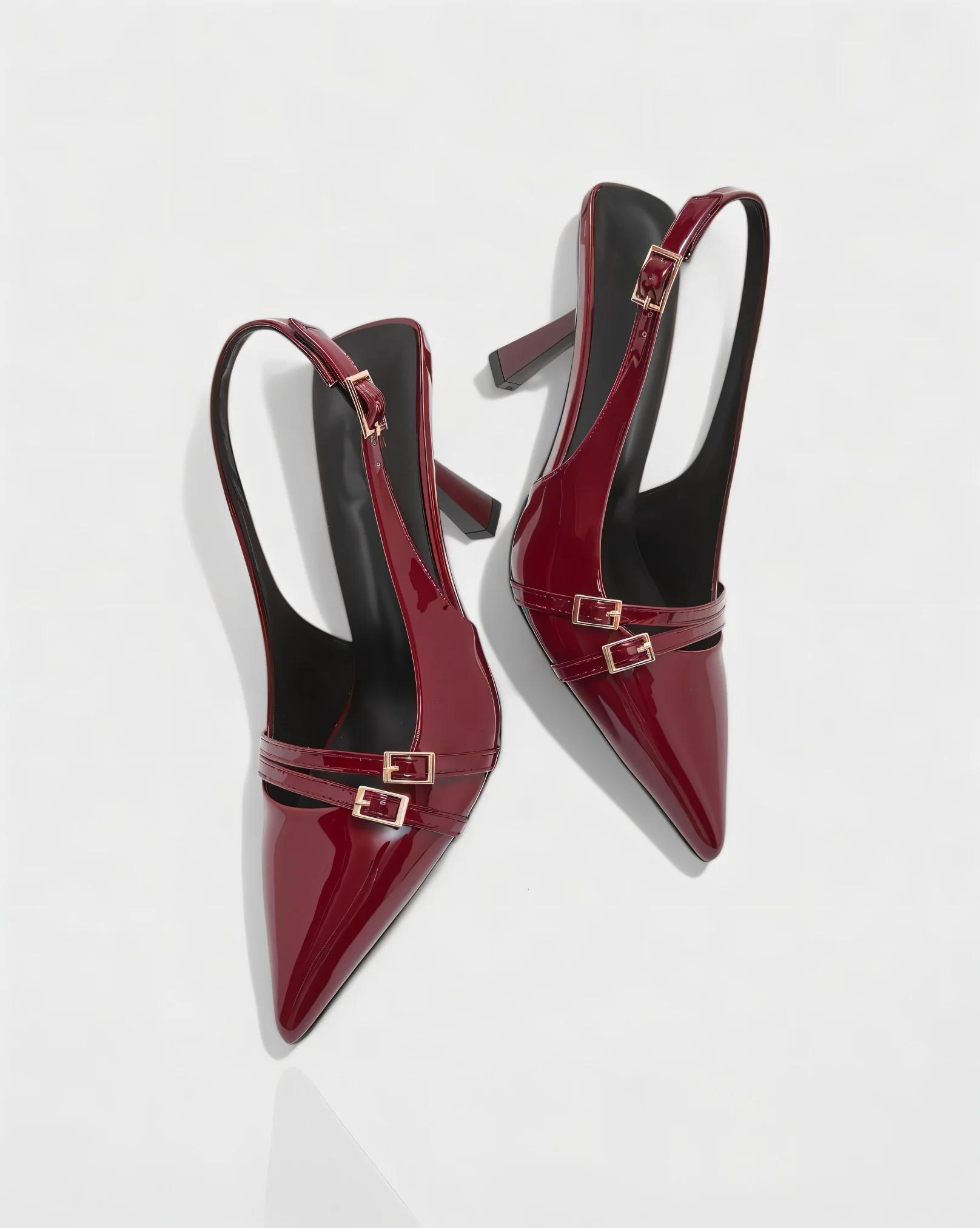 VALEN Patent Buckle Slingback Heels - Image 11
