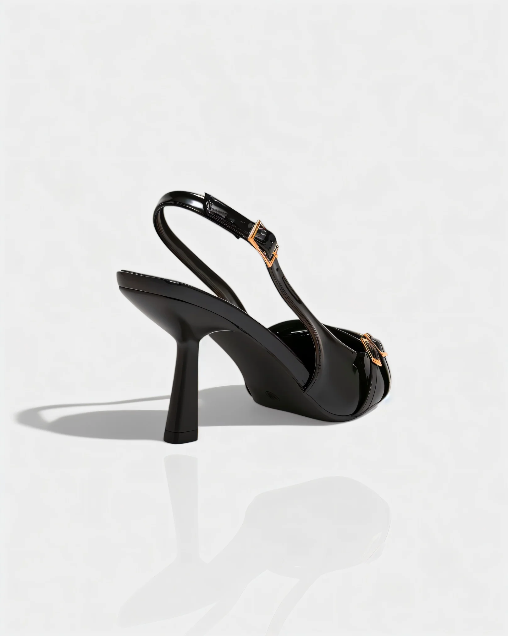 VALEN Patent Buckle Slingback Heels - Image 3