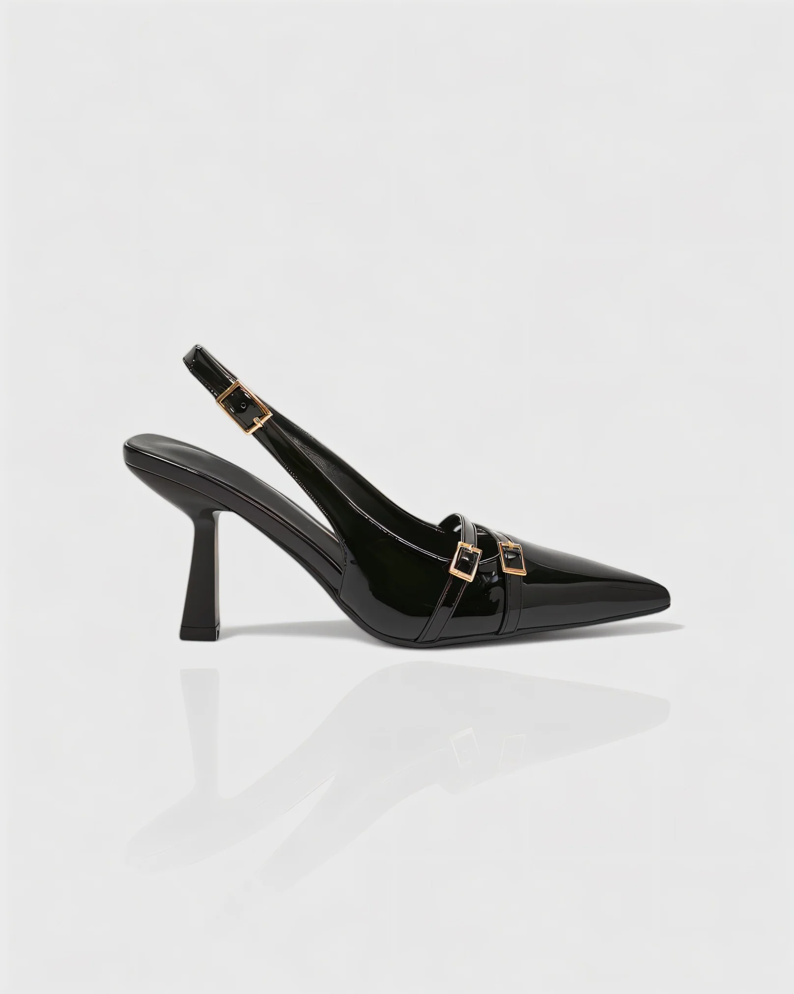 VALEN Patent Buckle Slingback Heels - Image 4