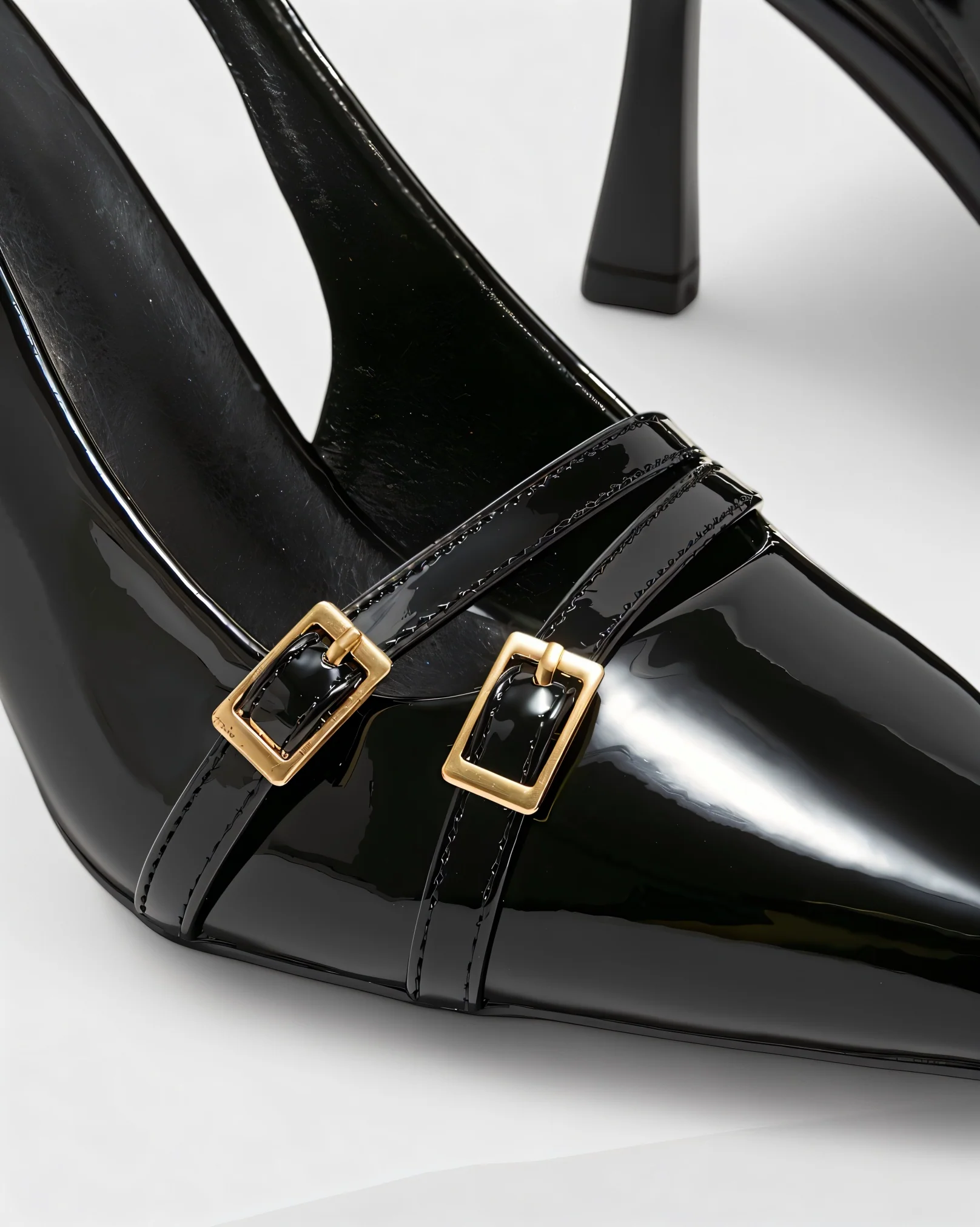 VALEN Patent Buckle Slingback Heels - Image 6
