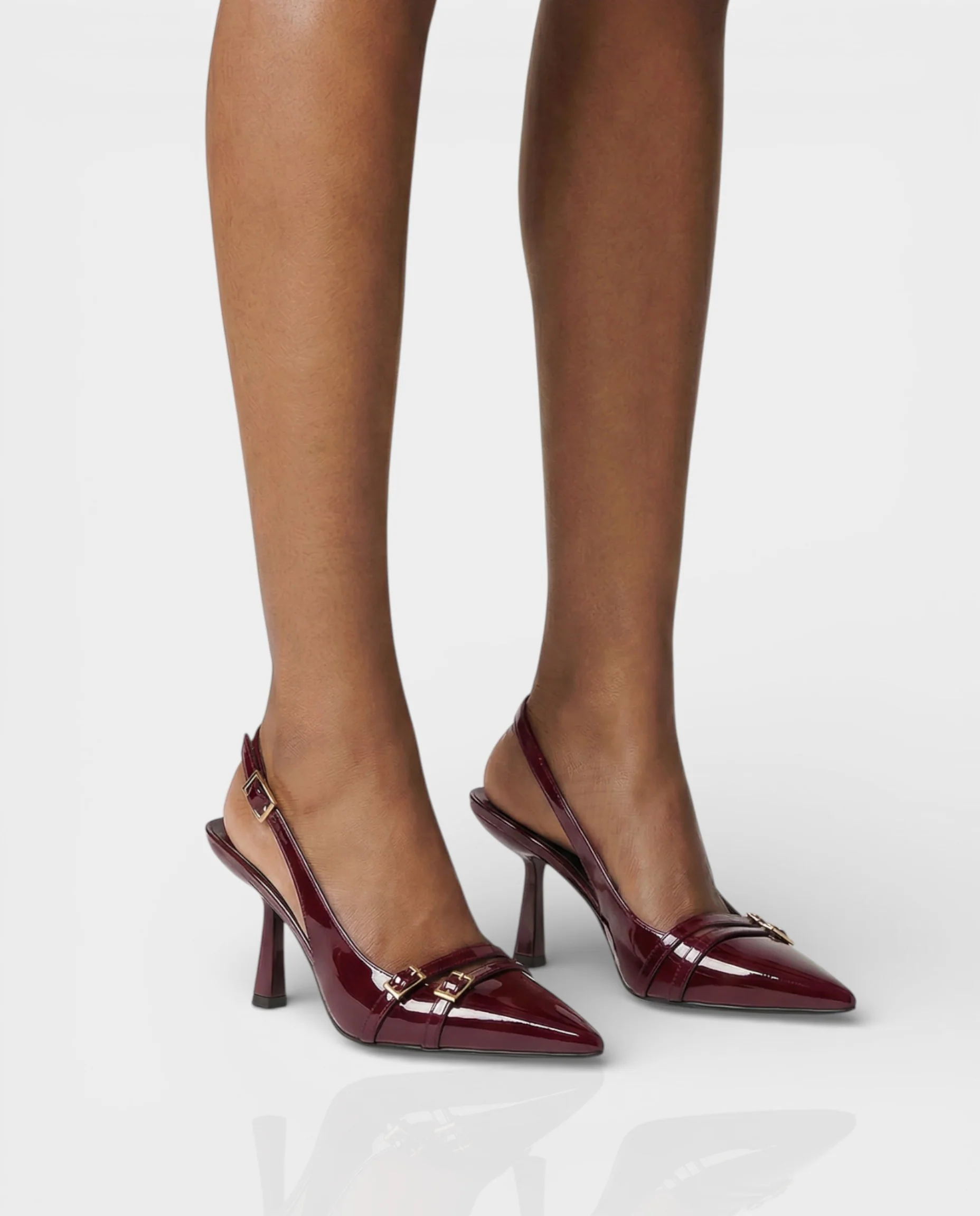 VALEN Patent Buckle Slingback Heels - Image 7