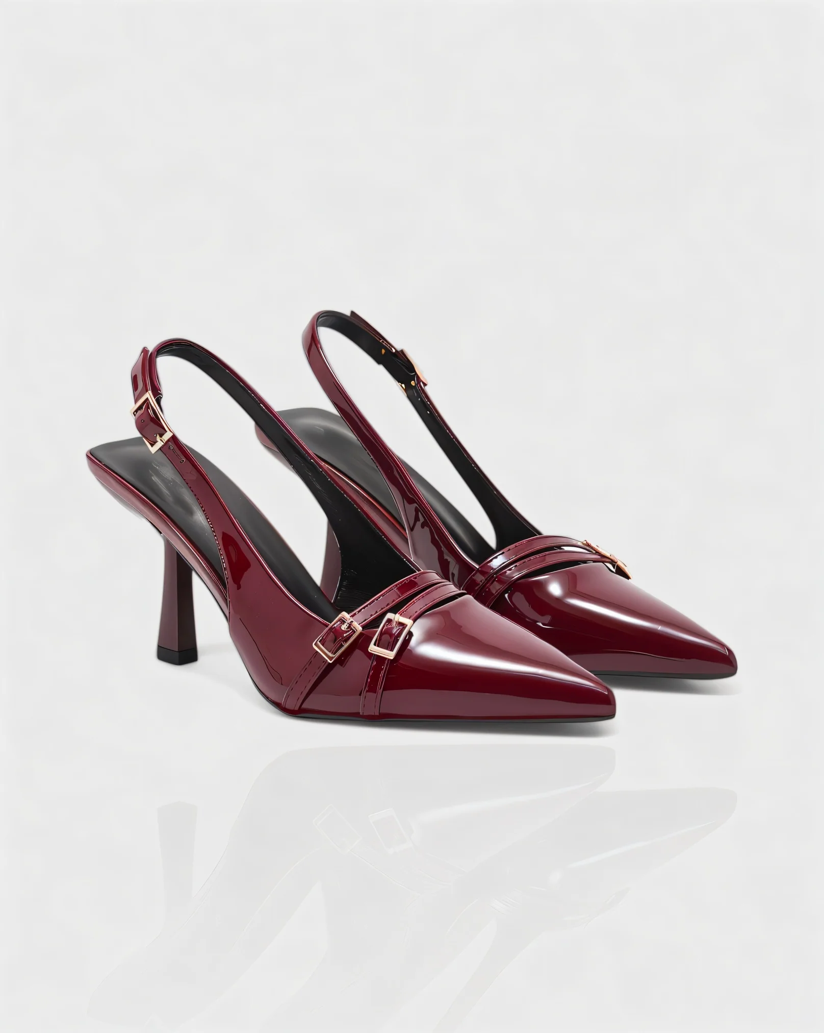 VALEN Patent Buckle Slingback Heels - Image 8