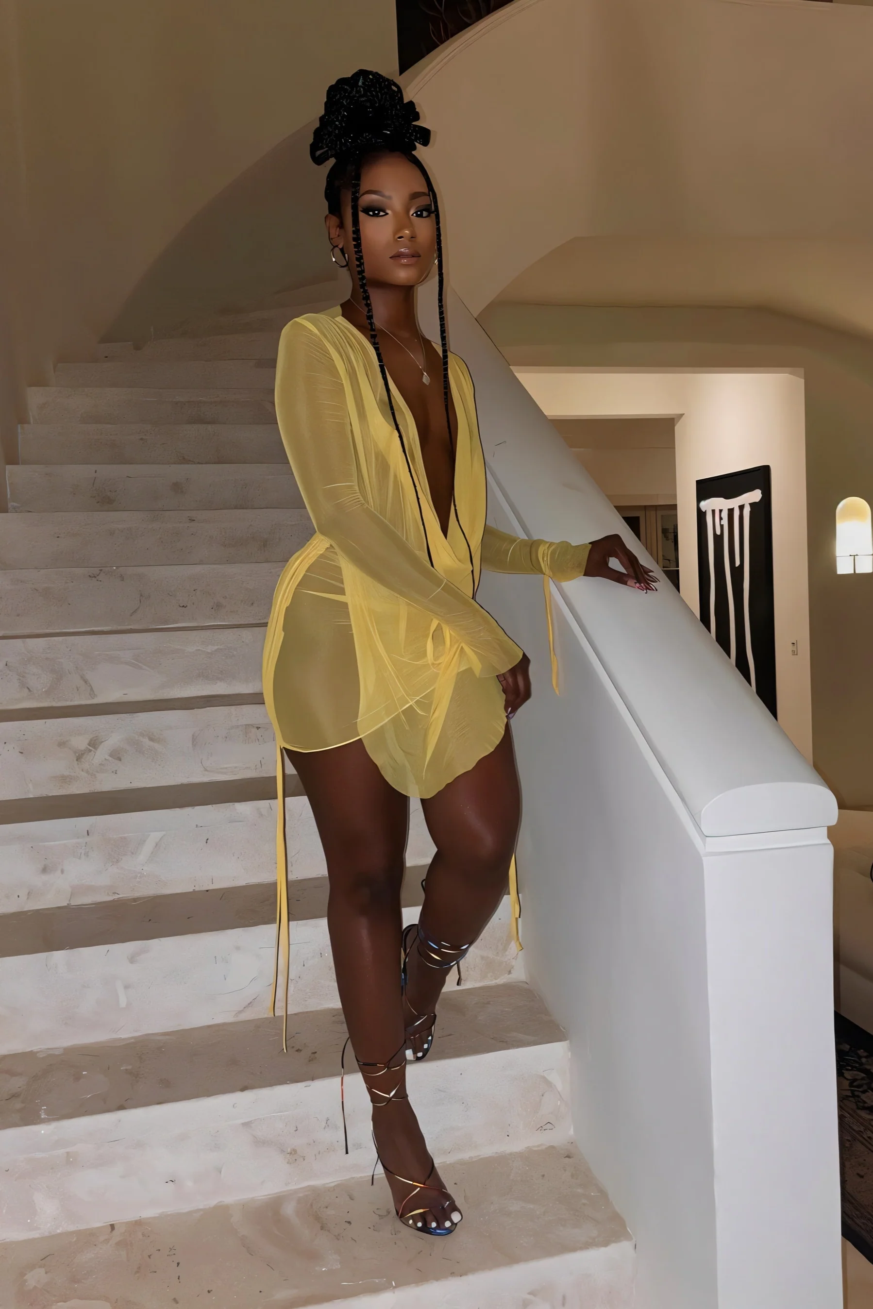 VALERIA Tie-up Mesh Gauze Pleated Skirt Set - Image 12