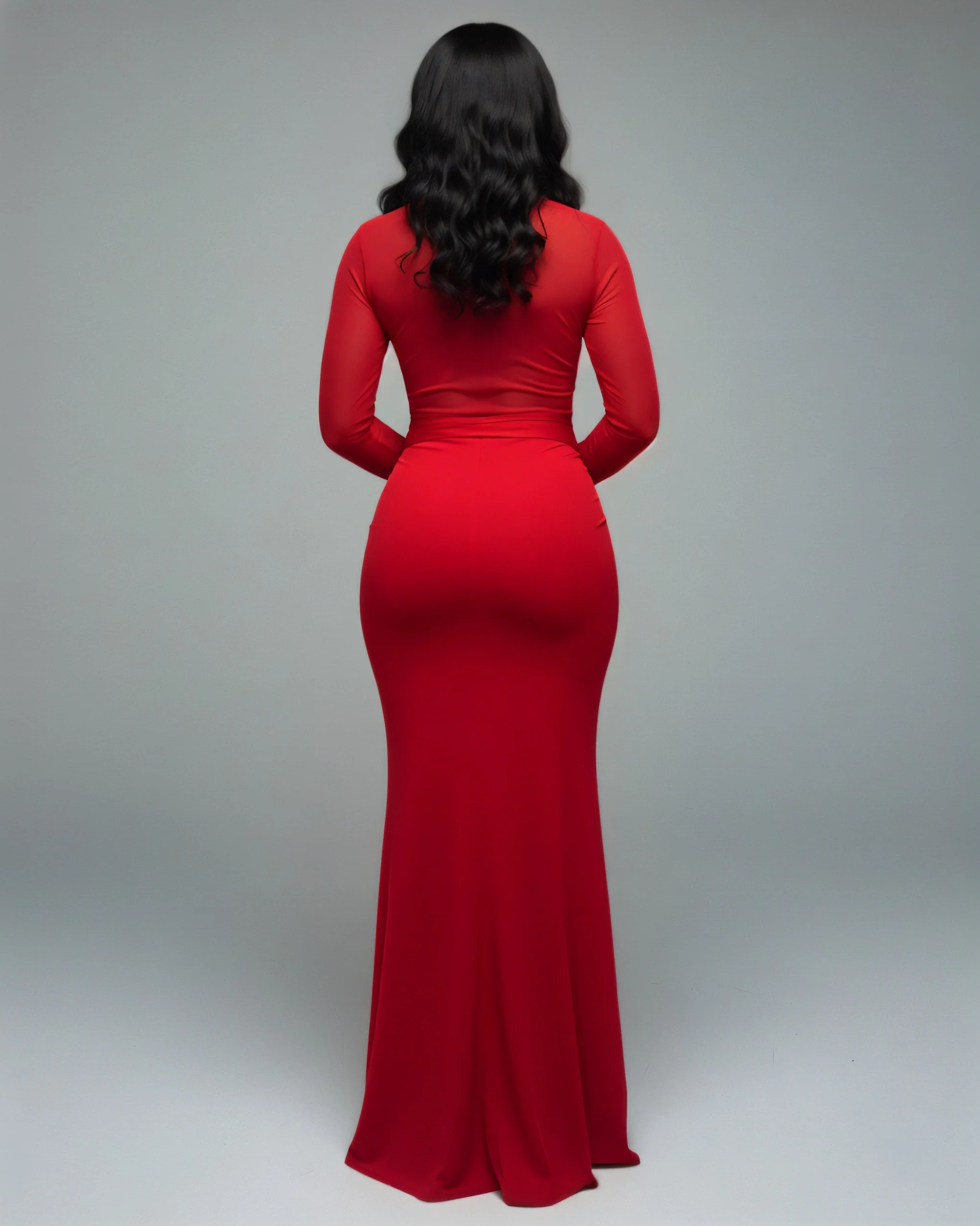 VALEYA Mesh Panel Tie-Front Maxi Dress - Image 4