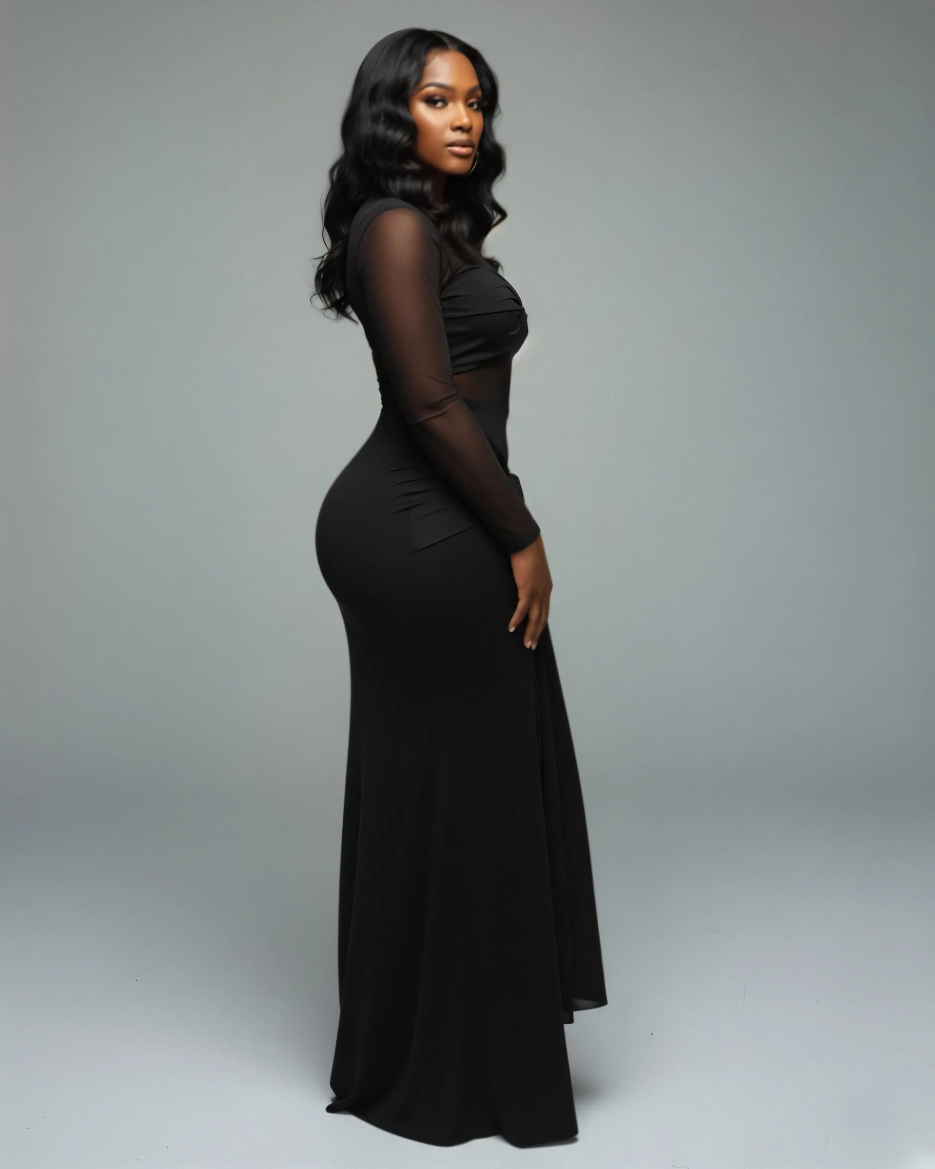 VALEYA Mesh Panel Tie-Front Maxi Dress - Image 7