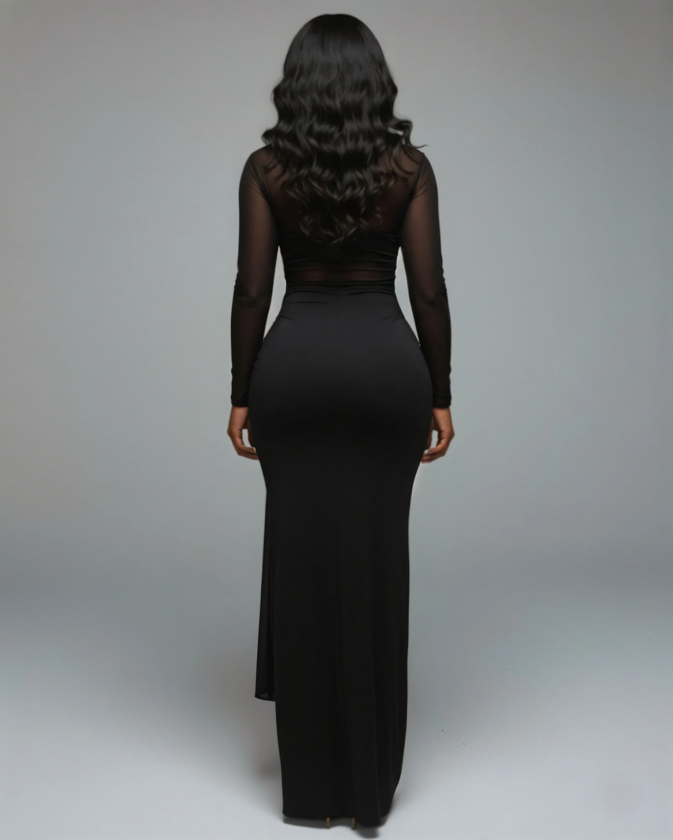VALEYA Mesh Panel Tie-Front Maxi Dress - Image 8