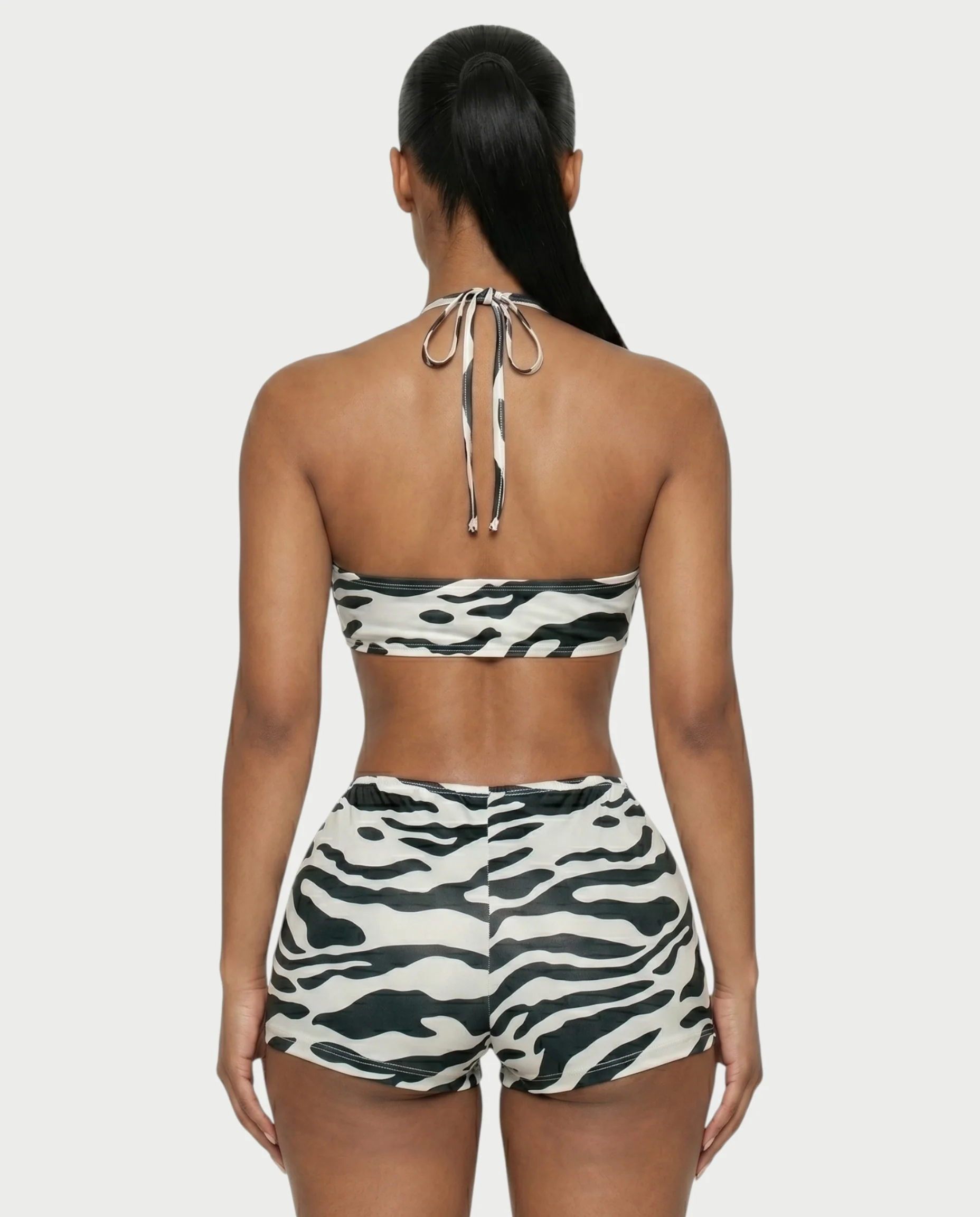 VALINA Zebra Print Halter Cutout Romper - Image 5