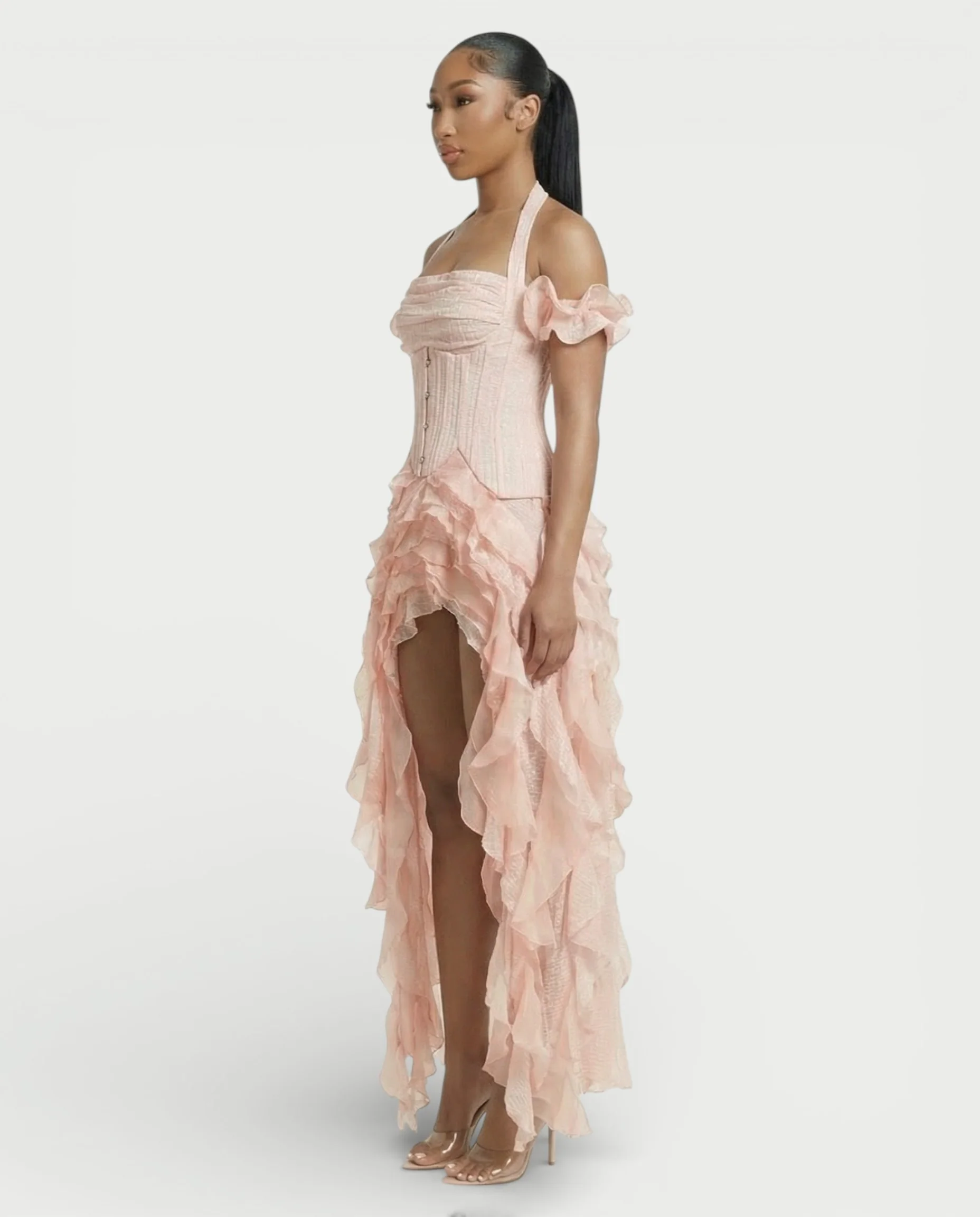 VALORIA Corset Ruffle Hem Mini Dress - Image 14