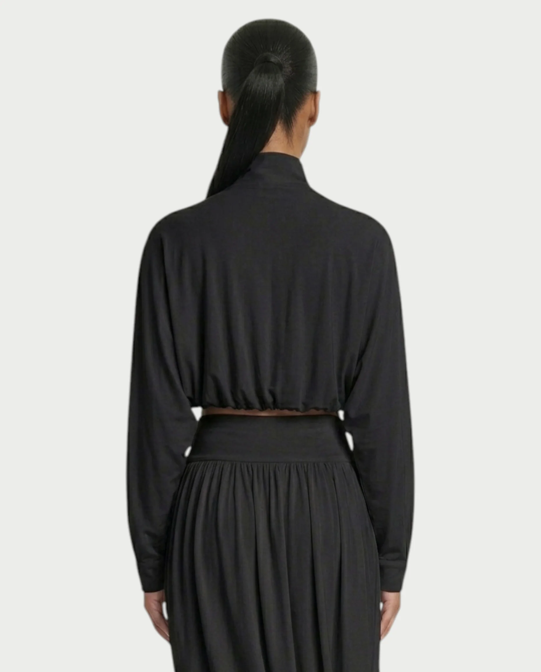 VANYS Zip-Up Crop Top & Draped Midi Skirt Set - Image 10