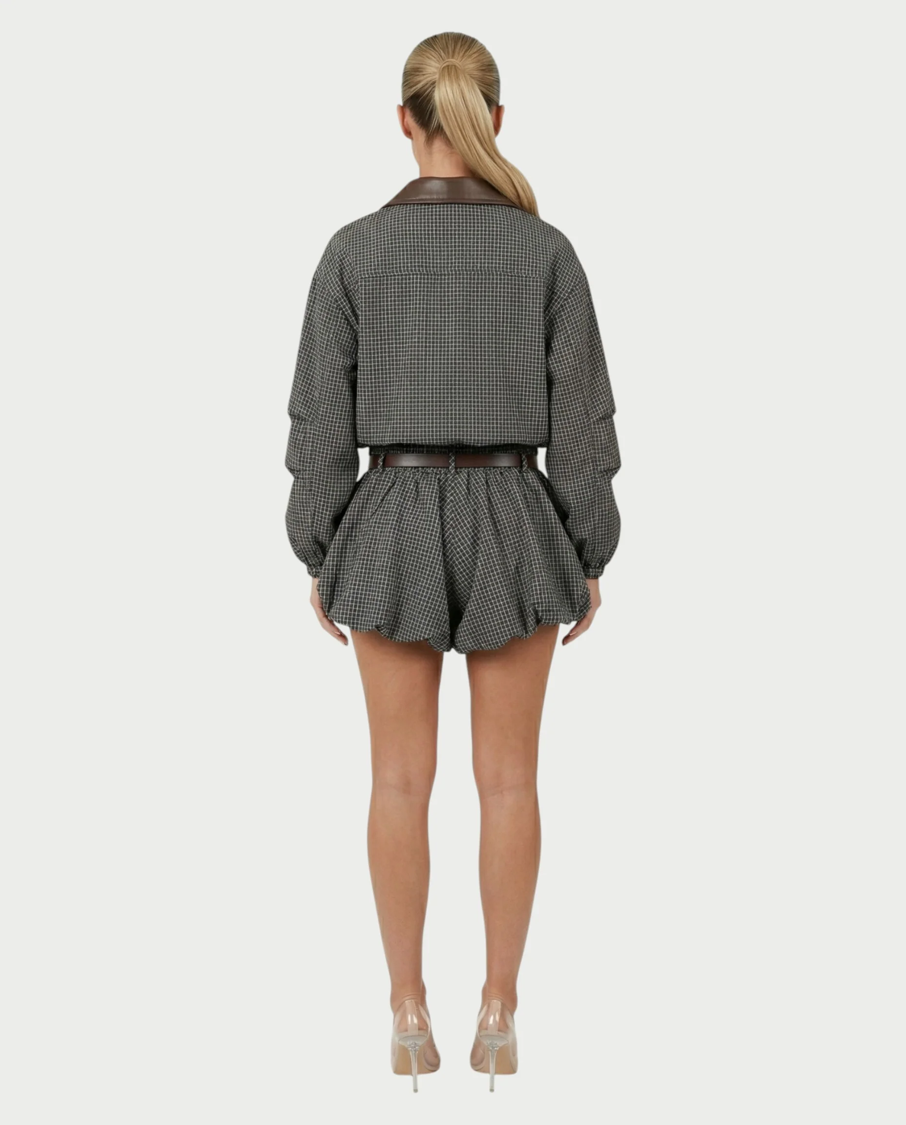 VENNY Plaid Lace Jacket & Bubble Skort Set - Image 2