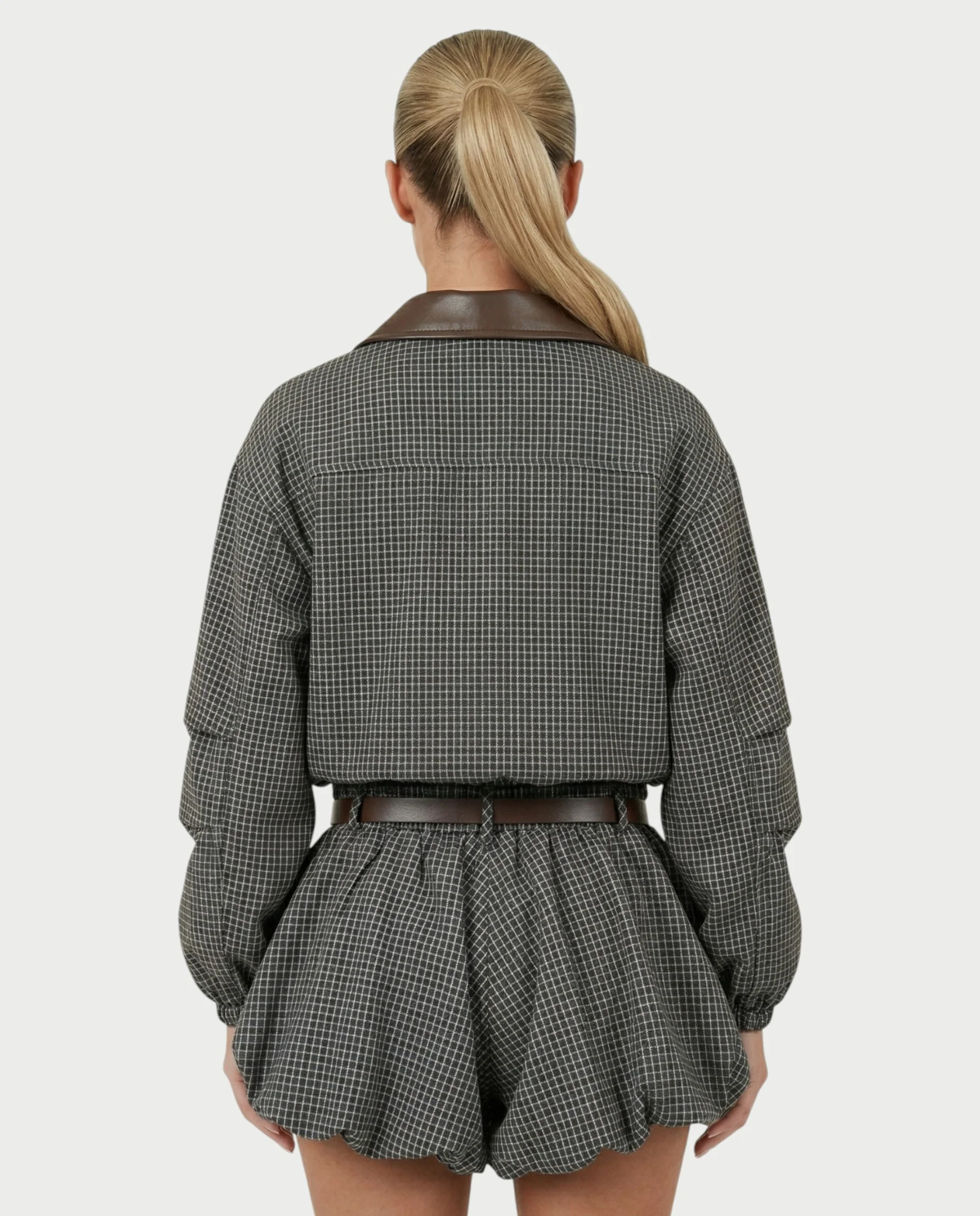 VENNY Plaid Lace Jacket & Bubble Skort Set - Image 6