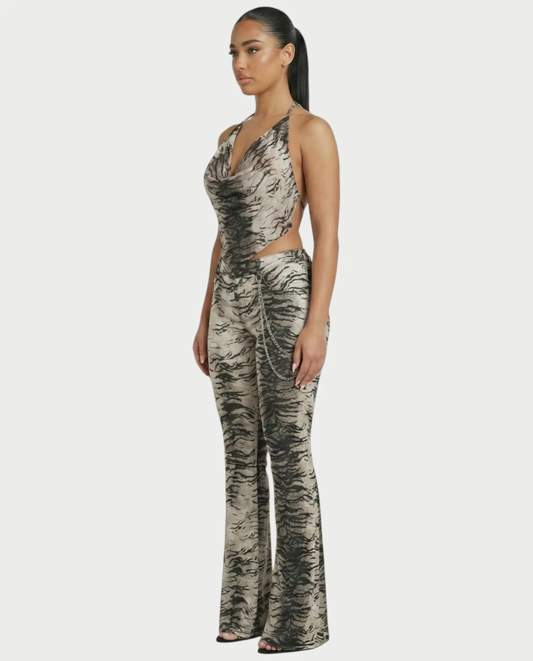 VEXA Zebra Print Top and Denim Jeans Set - Image 3