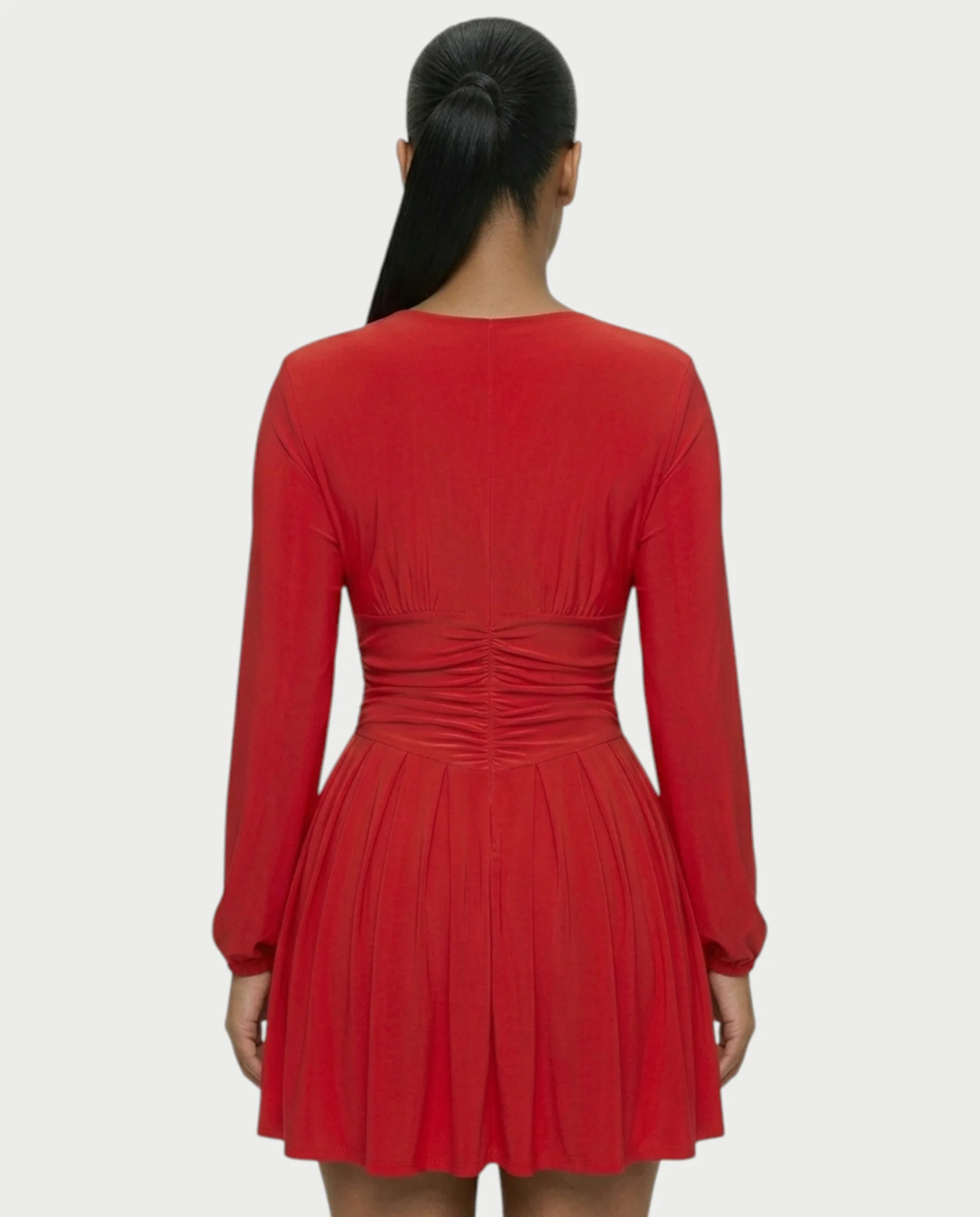 VINNA Ruched Waist-cinching Pleated Mini Dress - Image 10