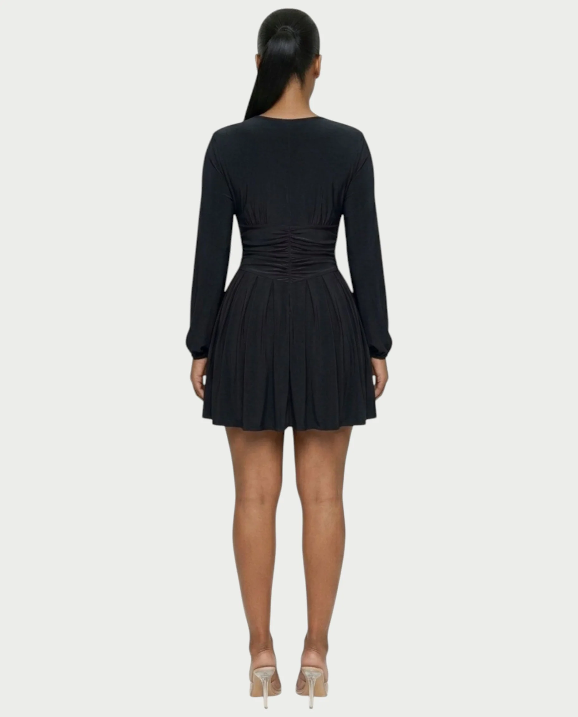 VINNA Ruched Waist-cinching Pleated Mini Dress - Image 12