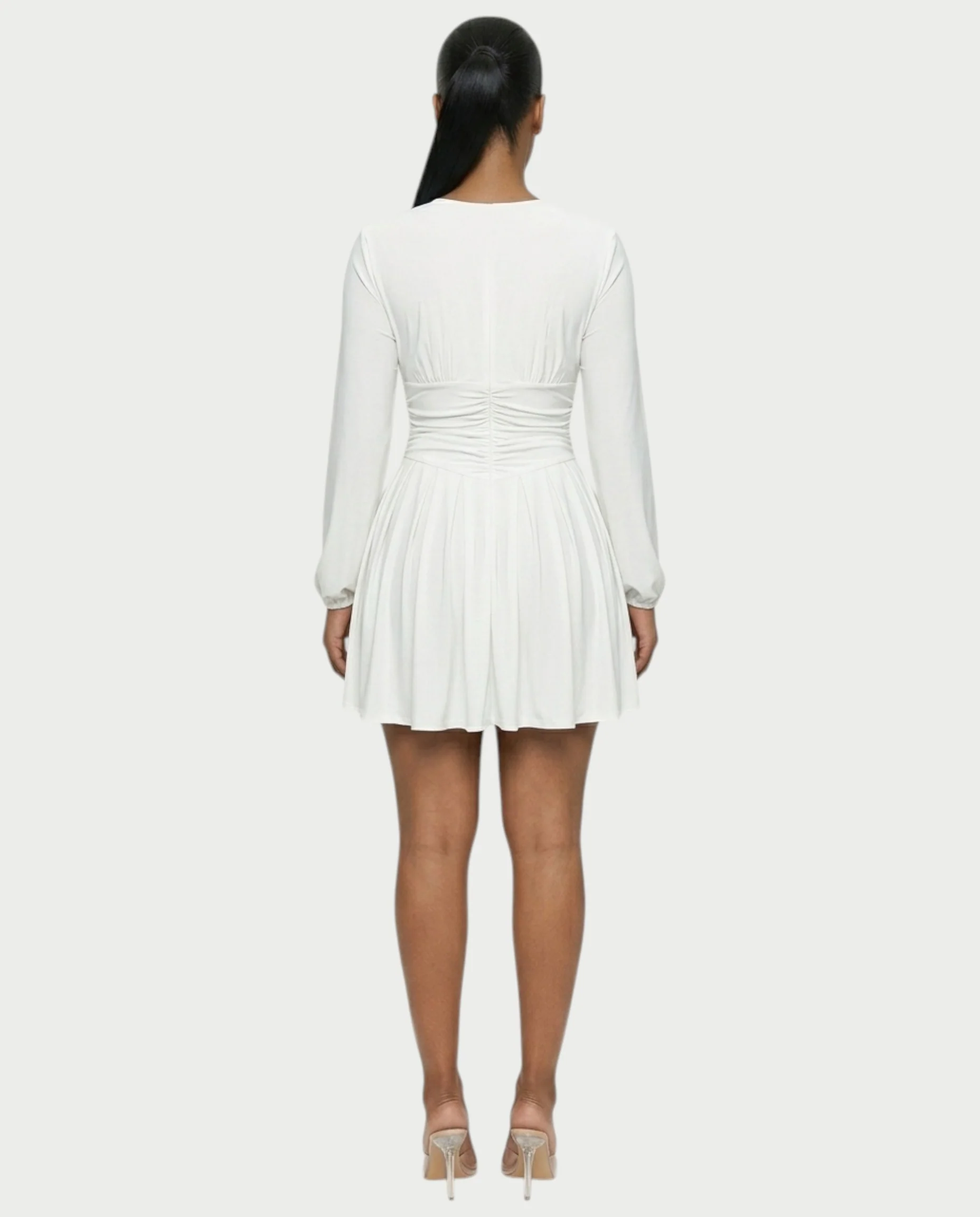 VINNA Ruched Waist-cinching Pleated Mini Dress - Image 17