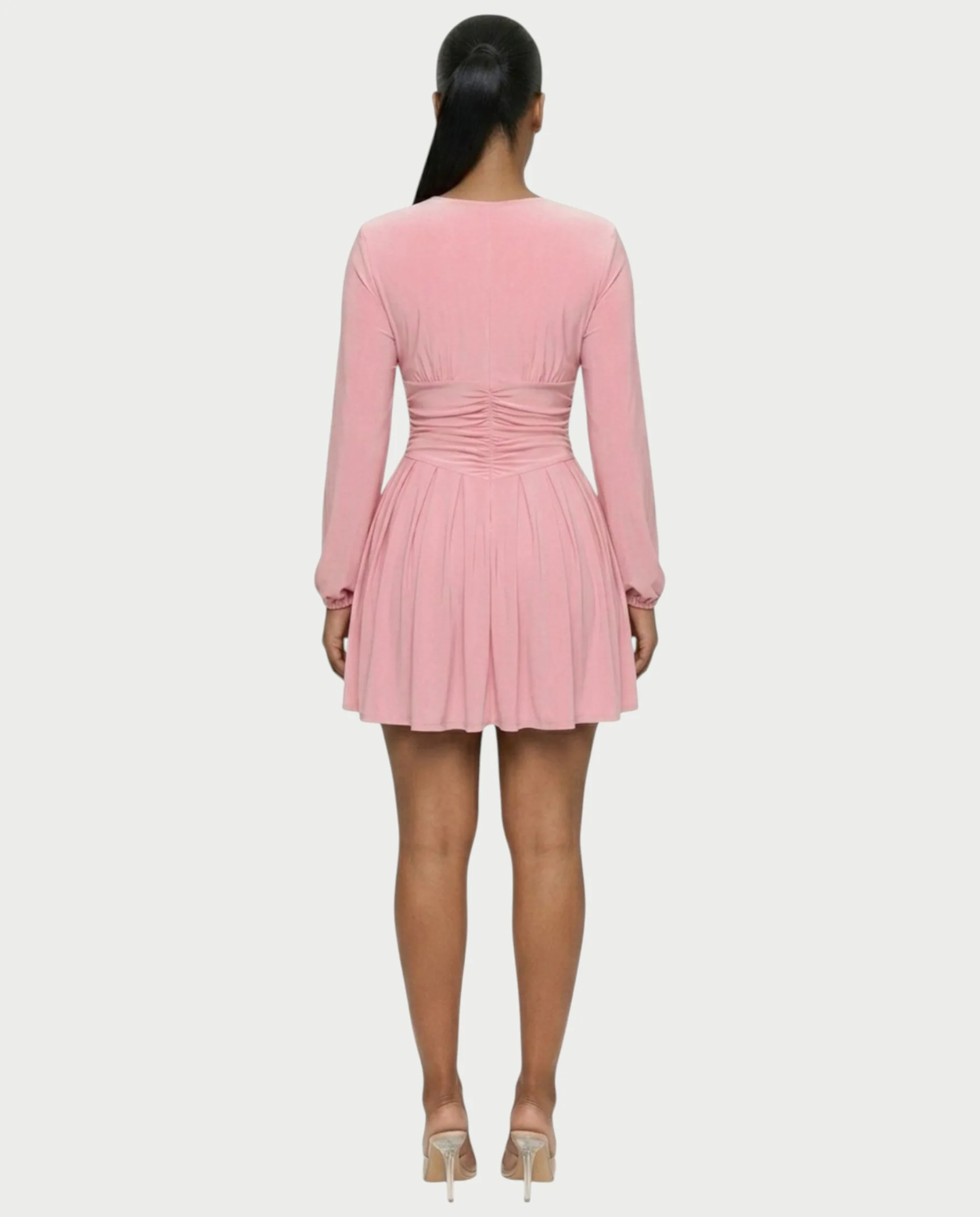 VINNA Ruched Waist-cinching Pleated Mini Dress - Image 2