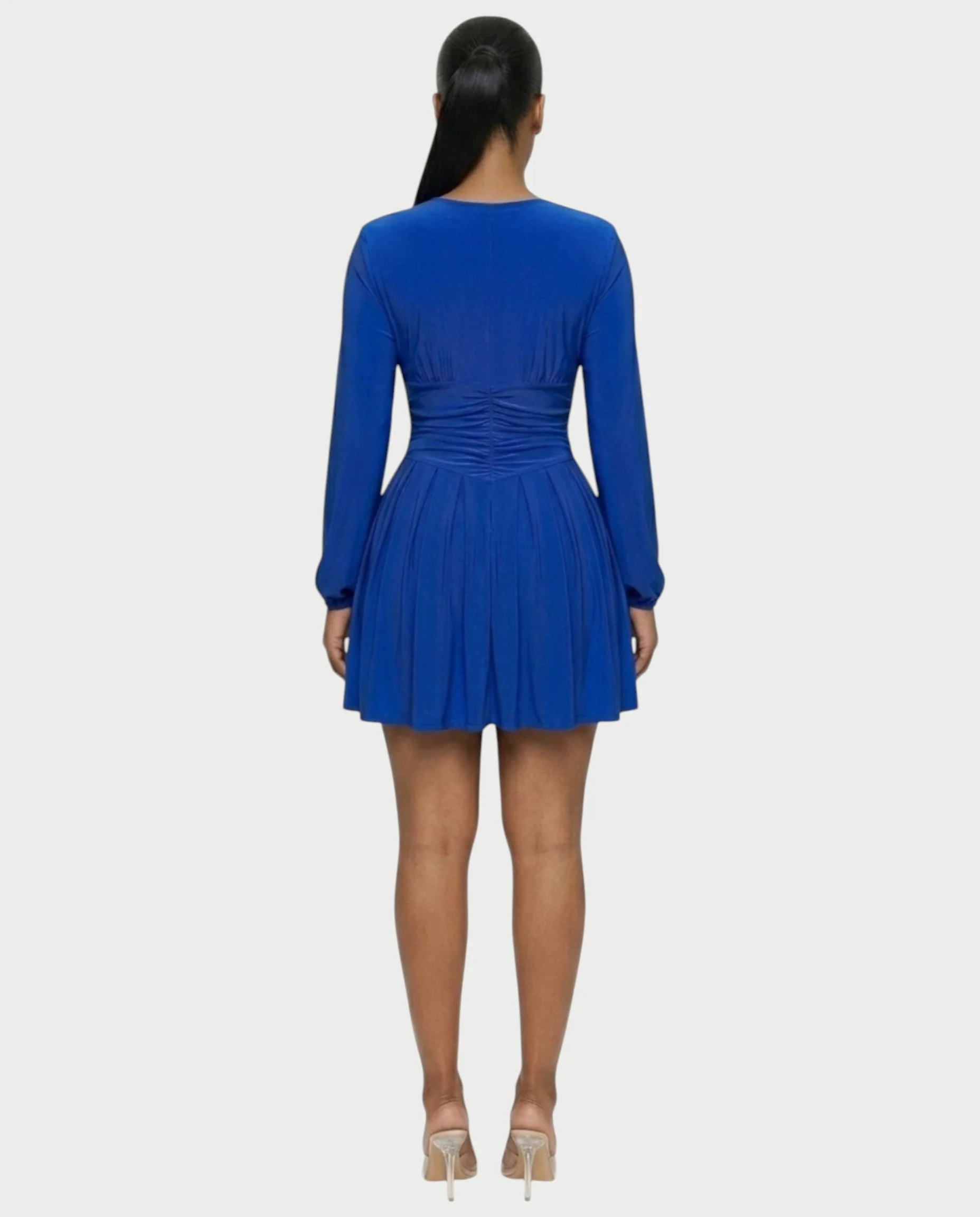 VINNA Ruched Waist-cinching Pleated Mini Dress - Image 22