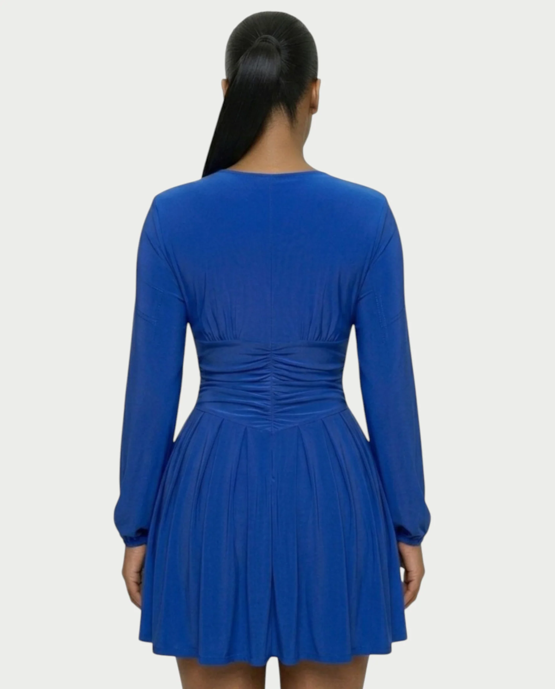 VINNA Ruched Waist-cinching Pleated Mini Dress - Image 25