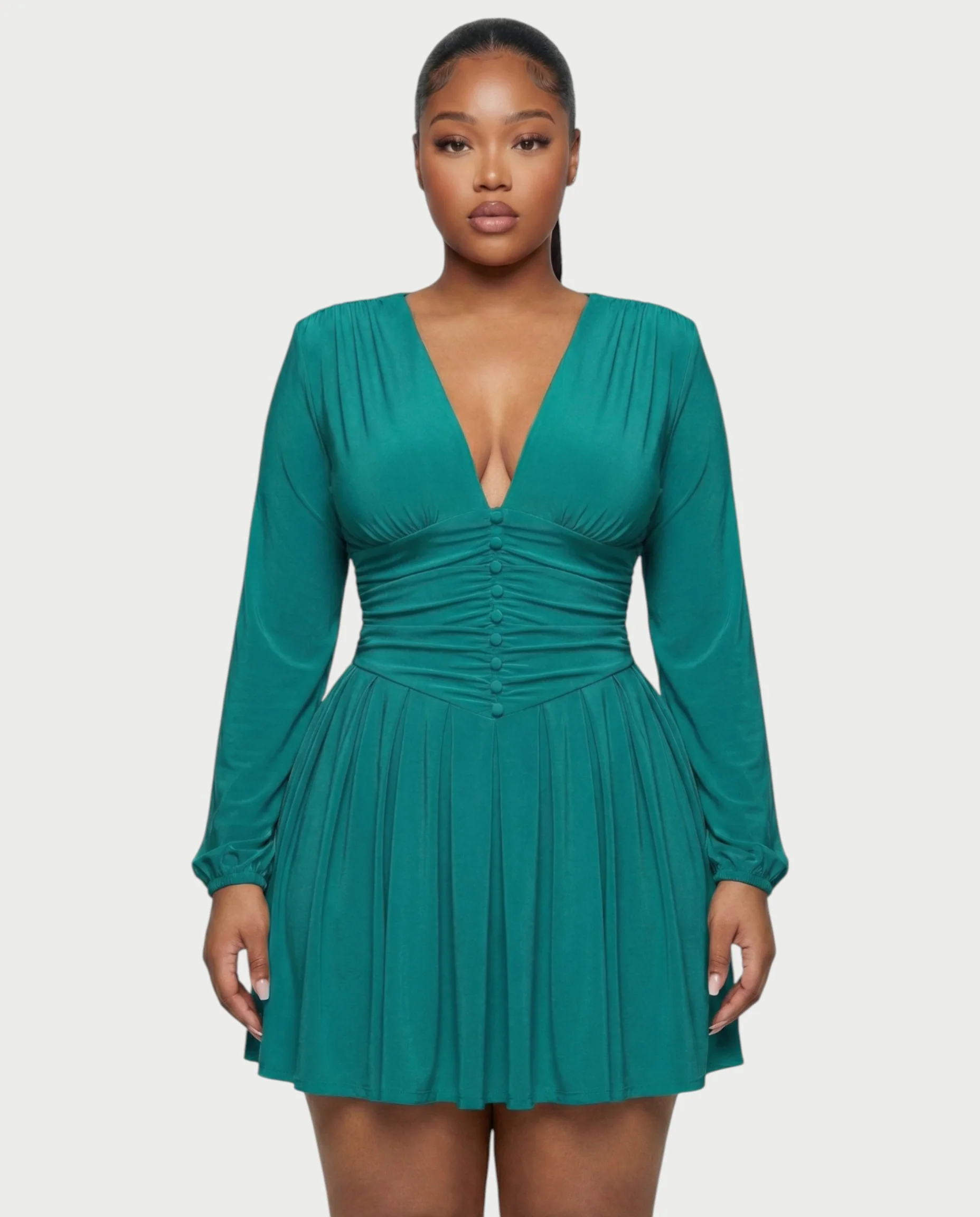 VINNA Waist-cinching Pleated Mini Dress - Image 24