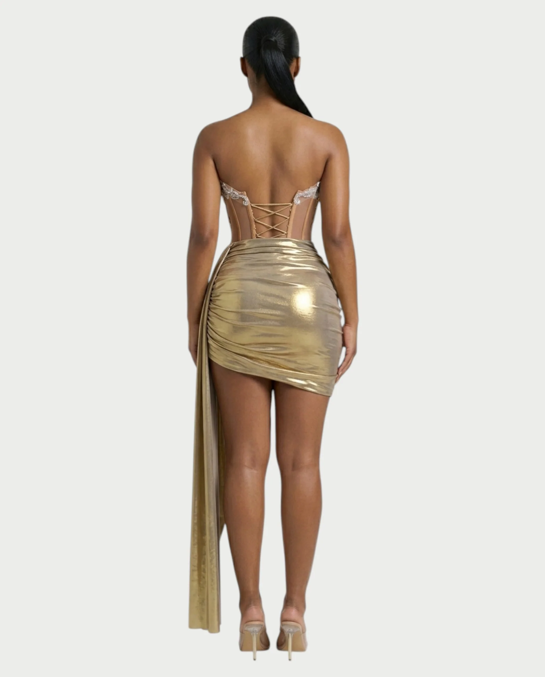 VIONE Strapless Embroidered Corset Mini Dress - Image 2