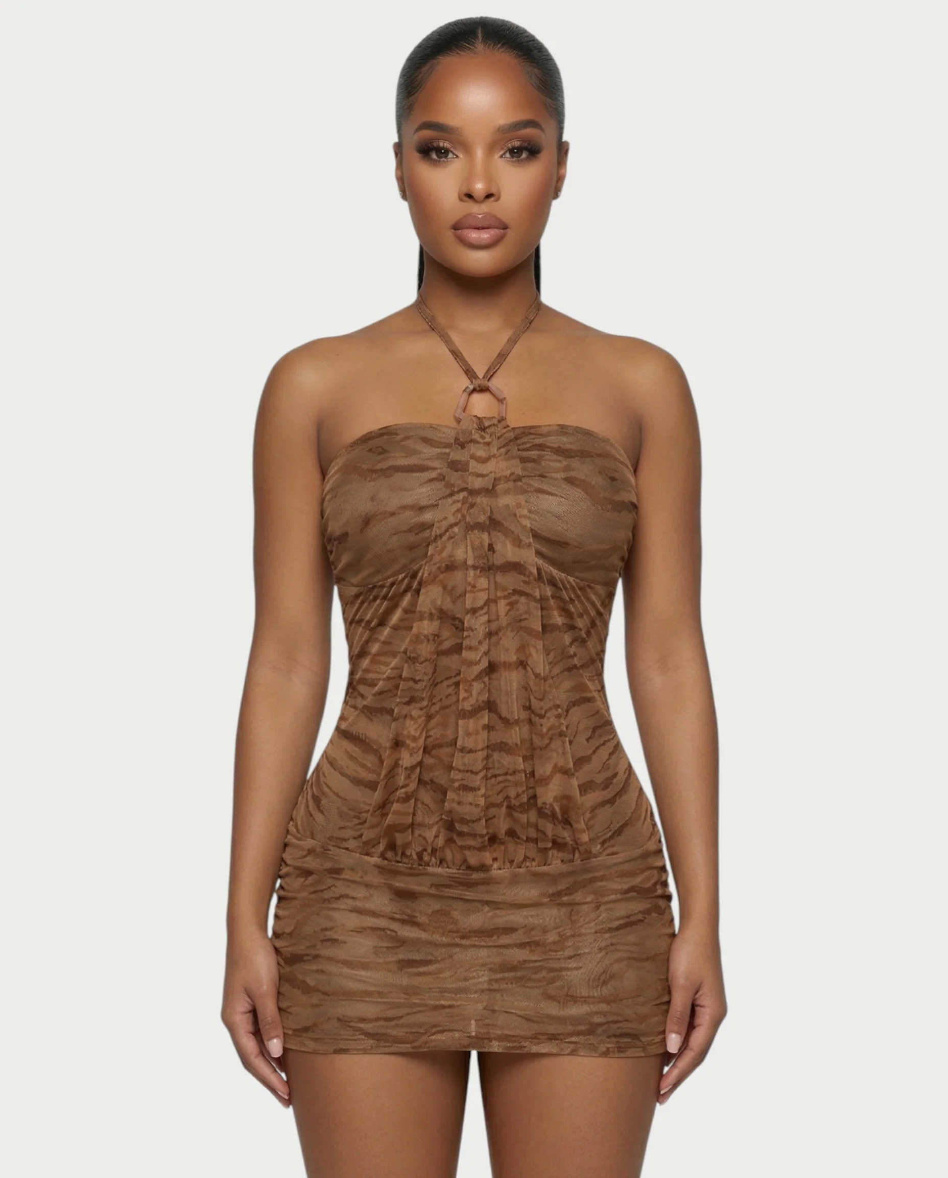 VIVIA Halter Ring Bodycon Mini Dress - Image 4