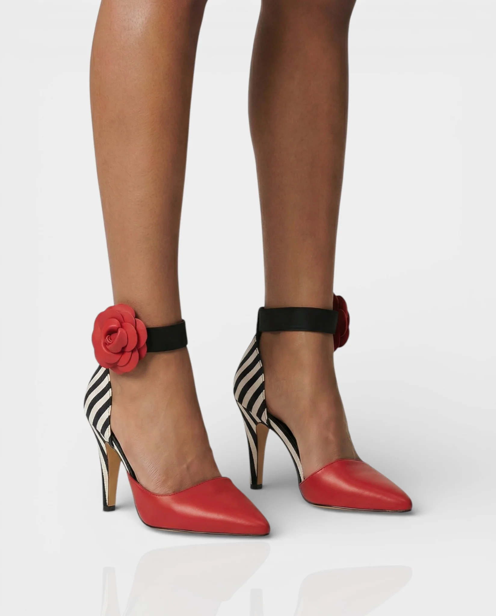 VIVIANA Floral Appliqué Ankle Strap Heels - Image 4