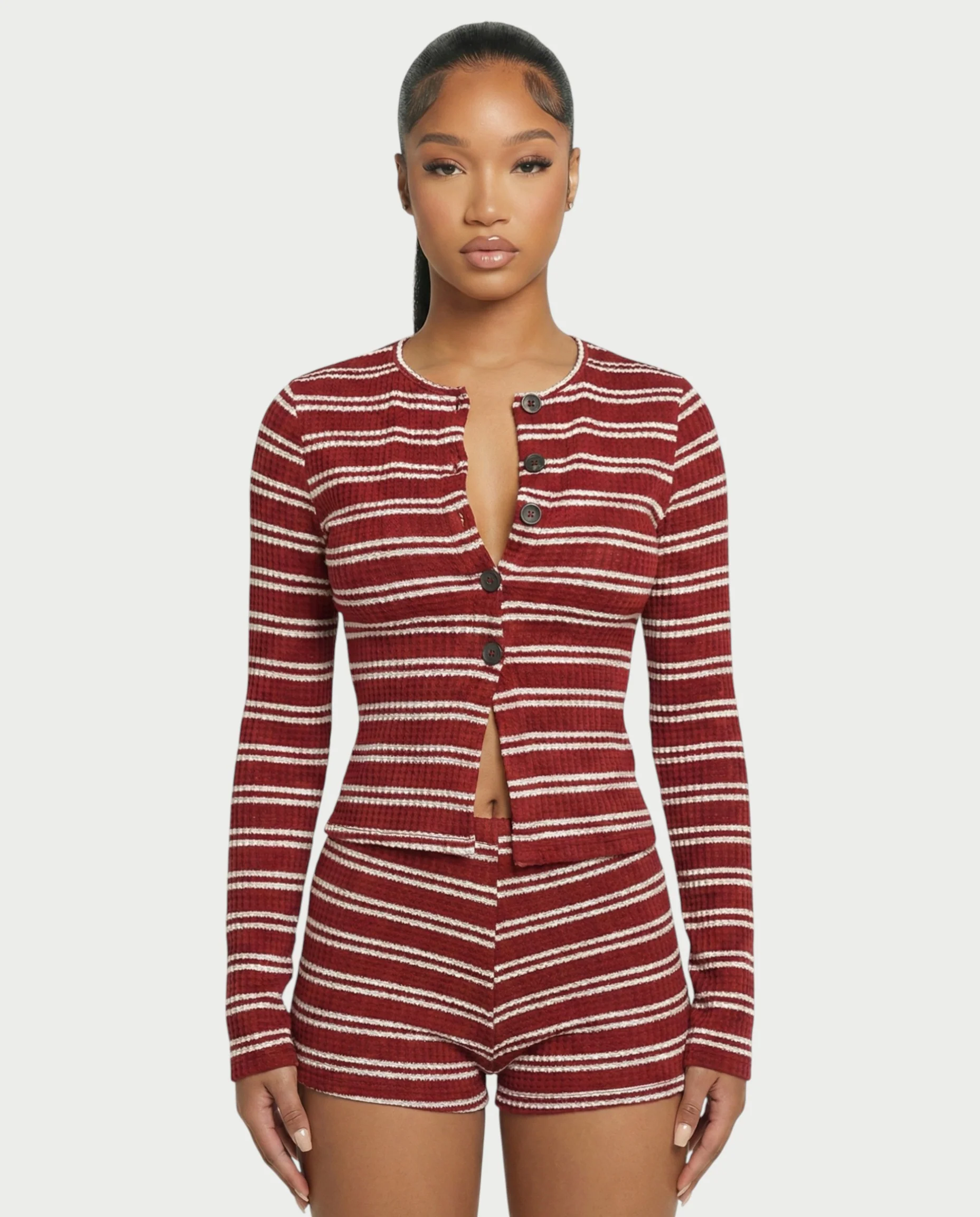 WAVERLY Stripe Waffle-Knit Set - Image 4