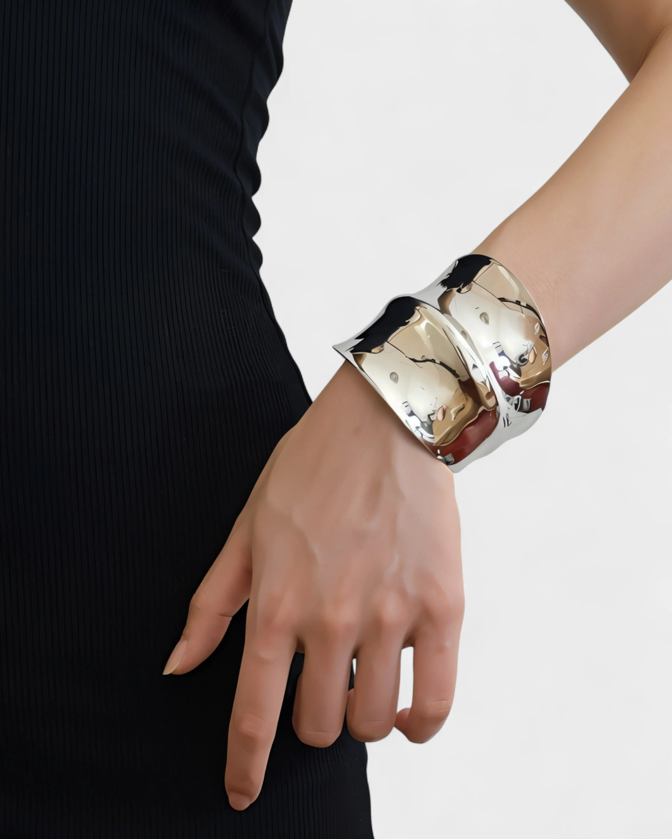Wavy Wide Cuff Bracelet - Image 3