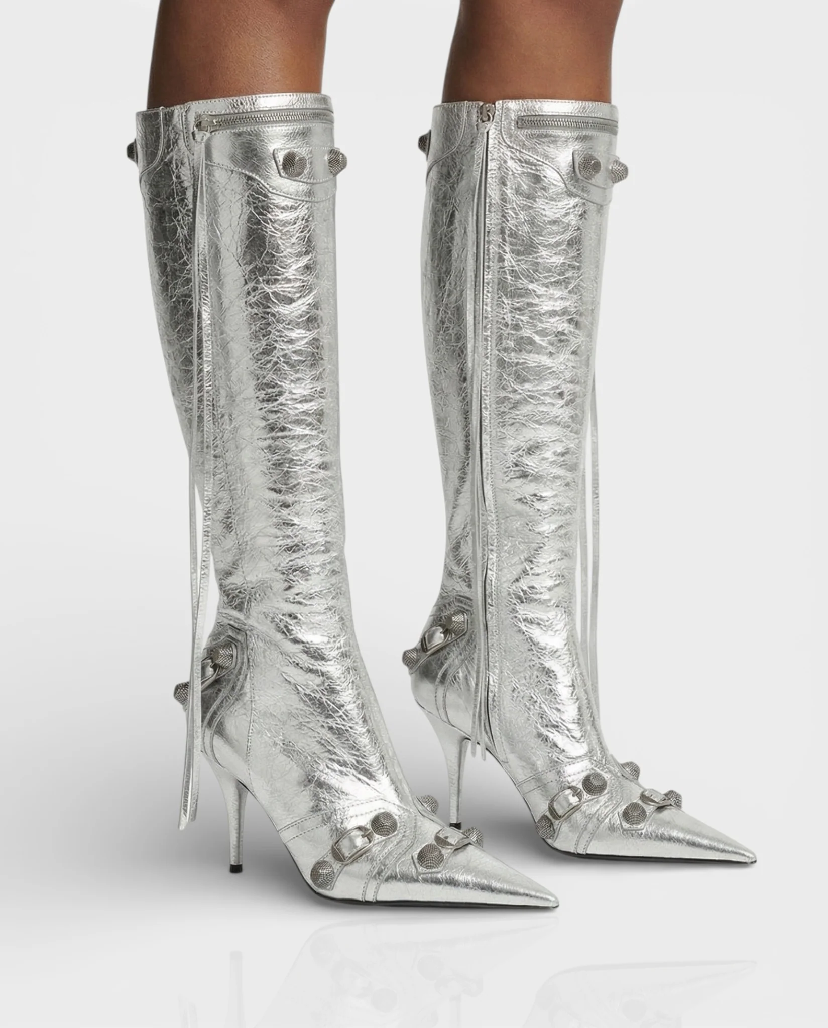 WENA Studded Pointed Toe Knee-High Boots - Image 17