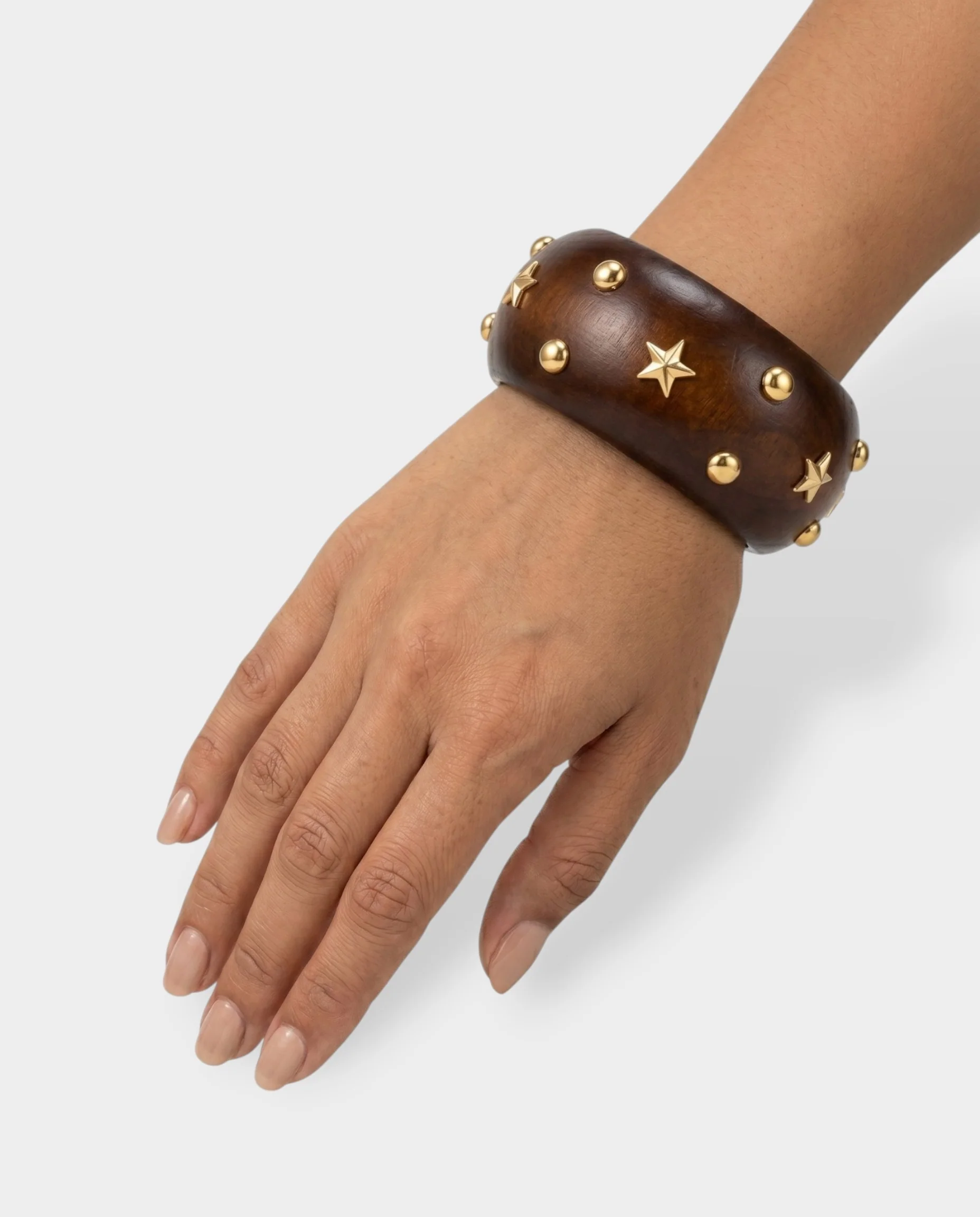 Wooden Studded Cuff Bracelet - Image 7