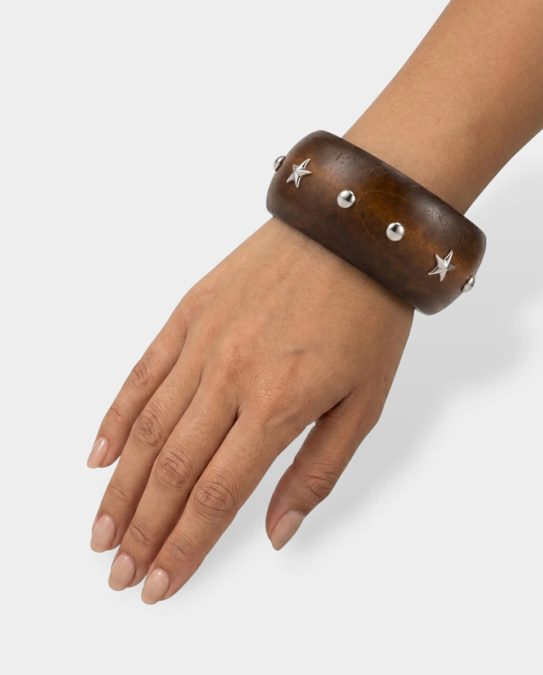 Wooden Studded Cuff Bracelet - Image 9