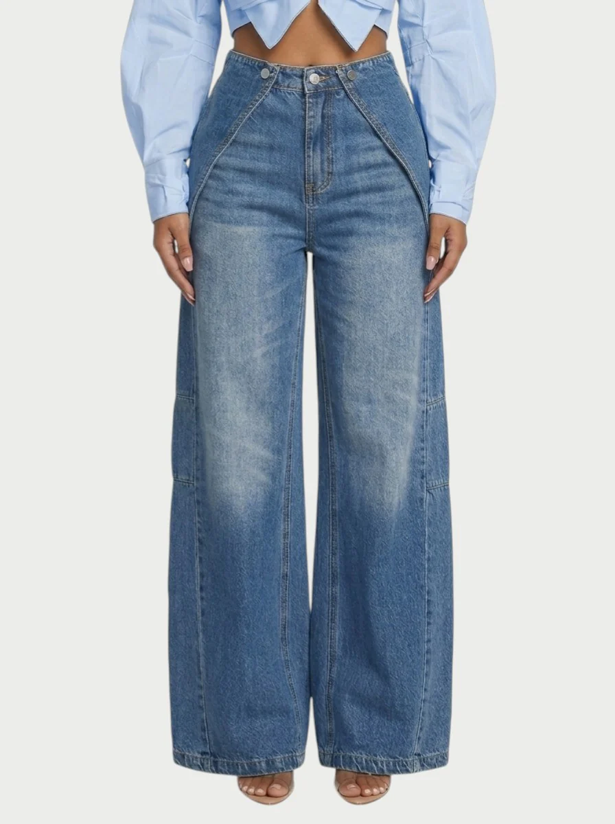XENA Vintage Wide-Leg High-Waist Denim Pants - Image 4