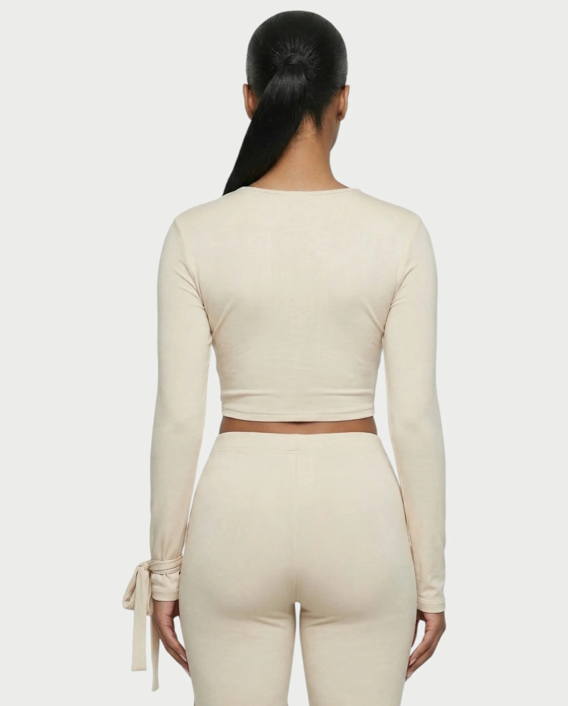 XYLA Ruched Tie-Front Top & Flare Pants Set - Image 5