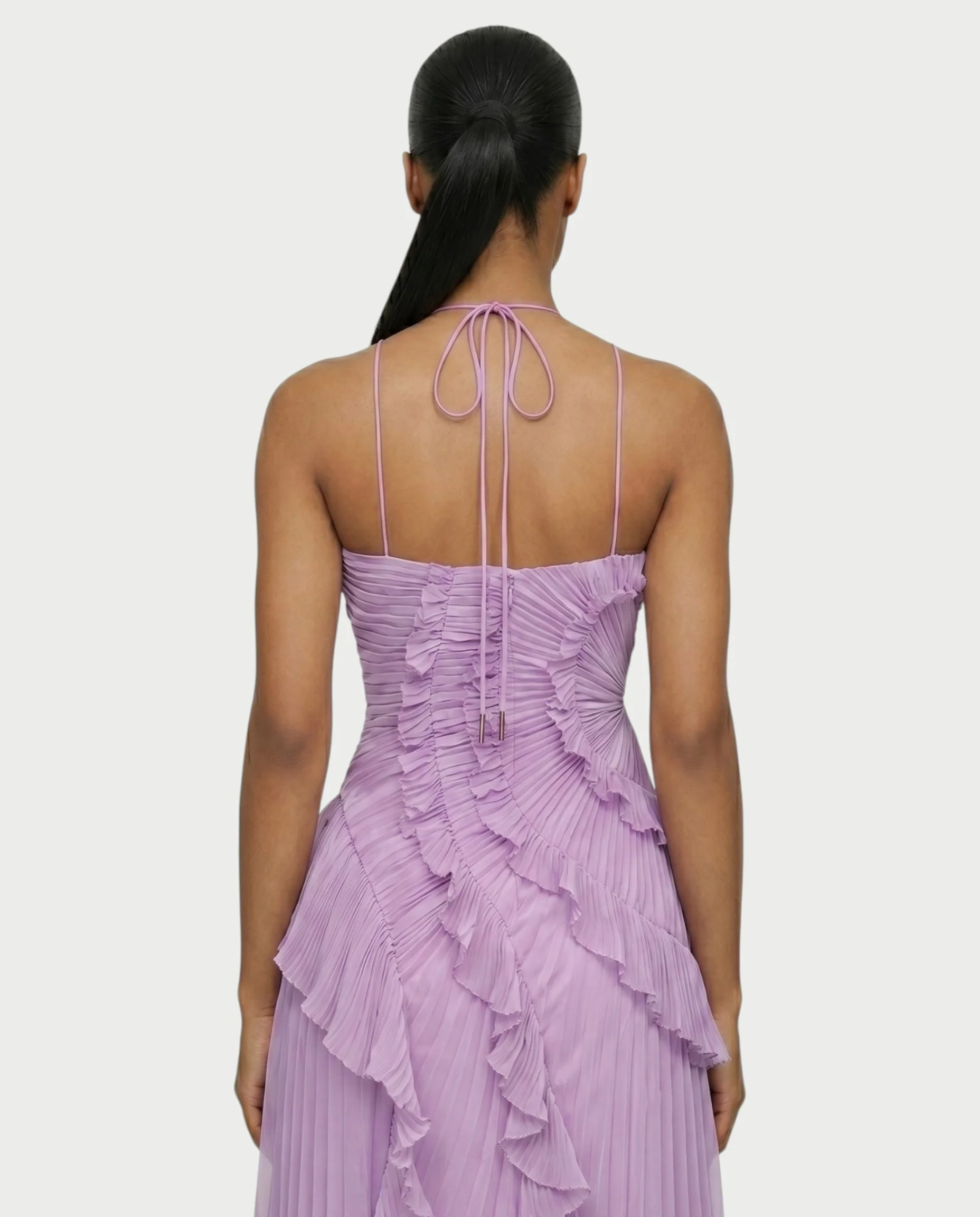 XYLORIA Chiffon Pleated Ruffle Asymmetrical Maxi Dress - Image 15