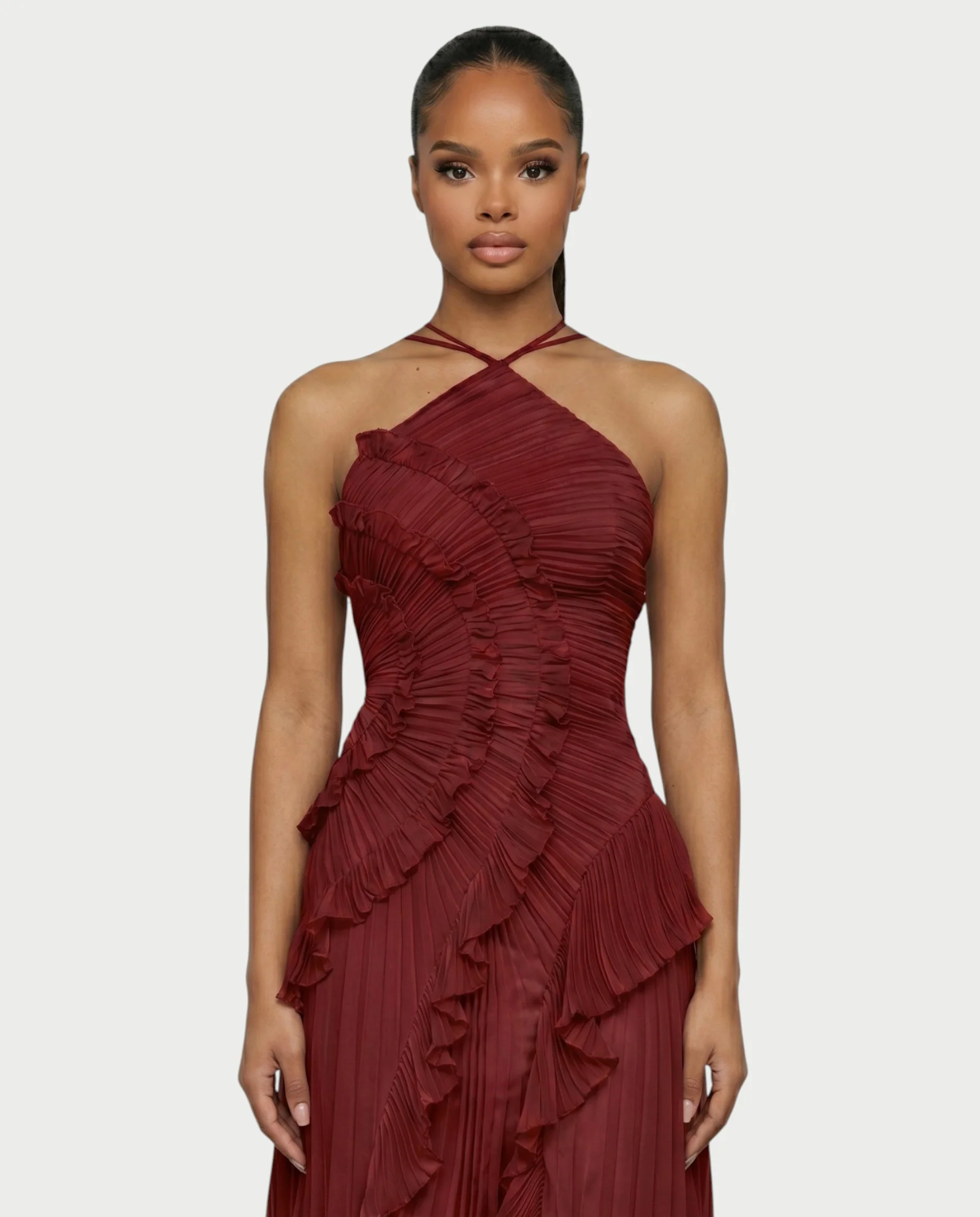 XYLORIA Chiffon Pleated Ruffle Asymmetrical Maxi Dress - Image 24