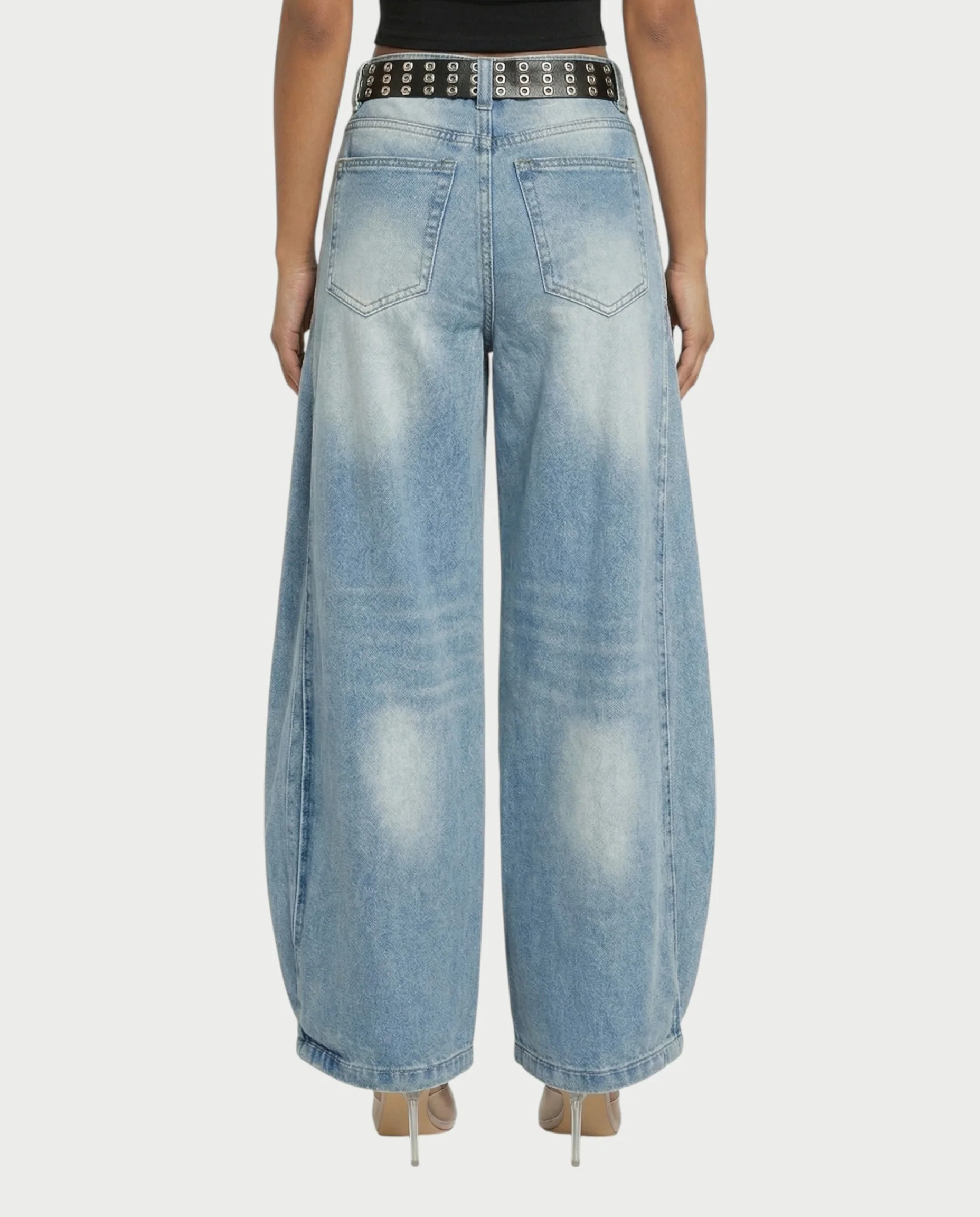 YEMMA Belted Wide-Leg Denim Pants - Image 2