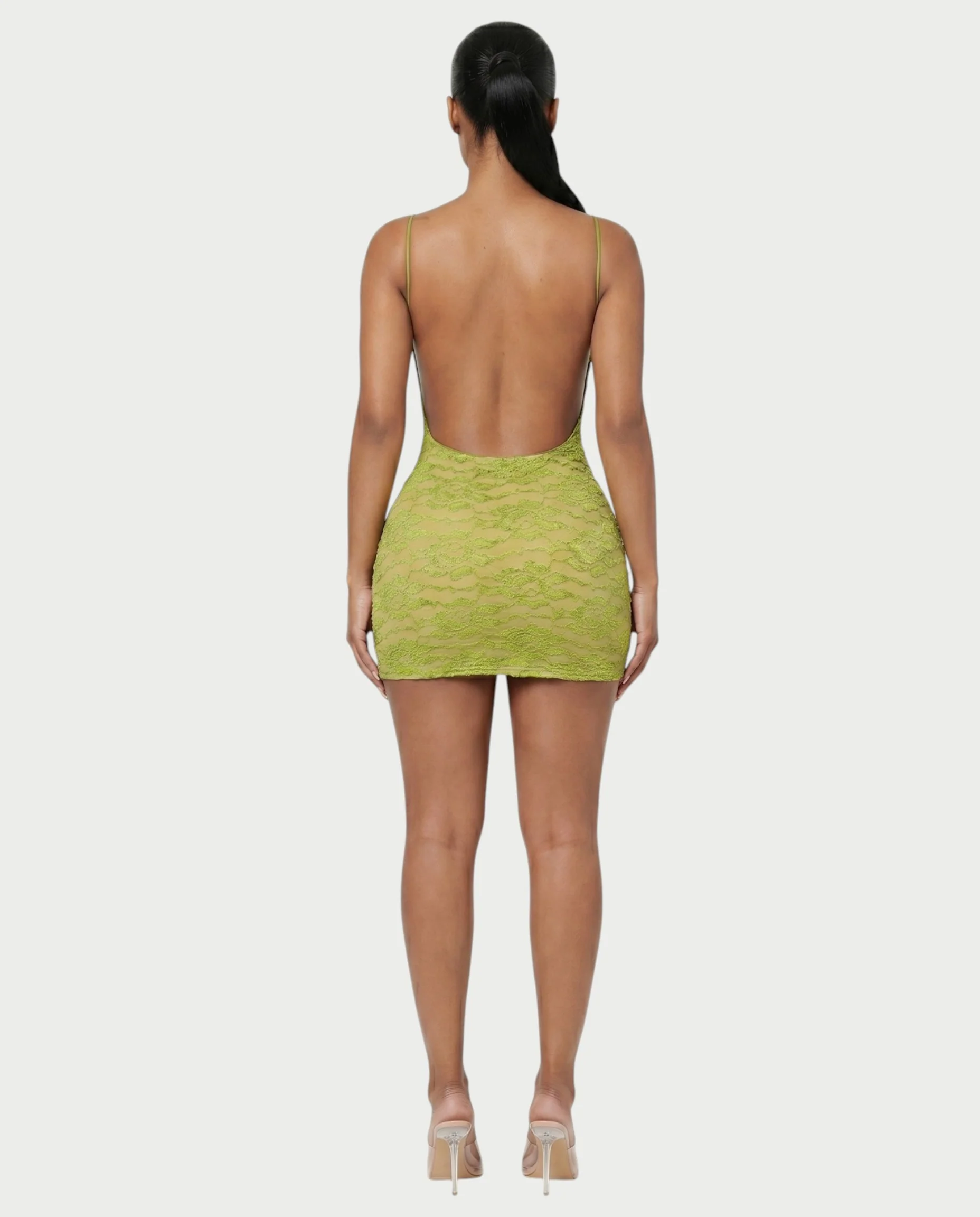 YOLINA Lace Open-Back Bodycon Mini Dress - Image 2